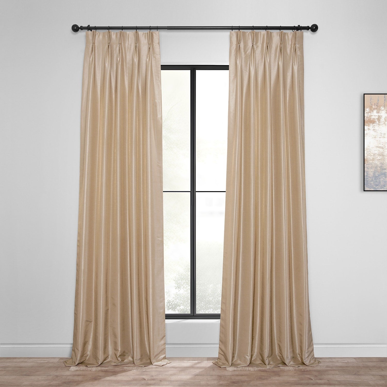 Exclusive Fabrics Solid Vintage Textured Faux Dupioni Silk Pleated Blackout Curtain (1 Panel)