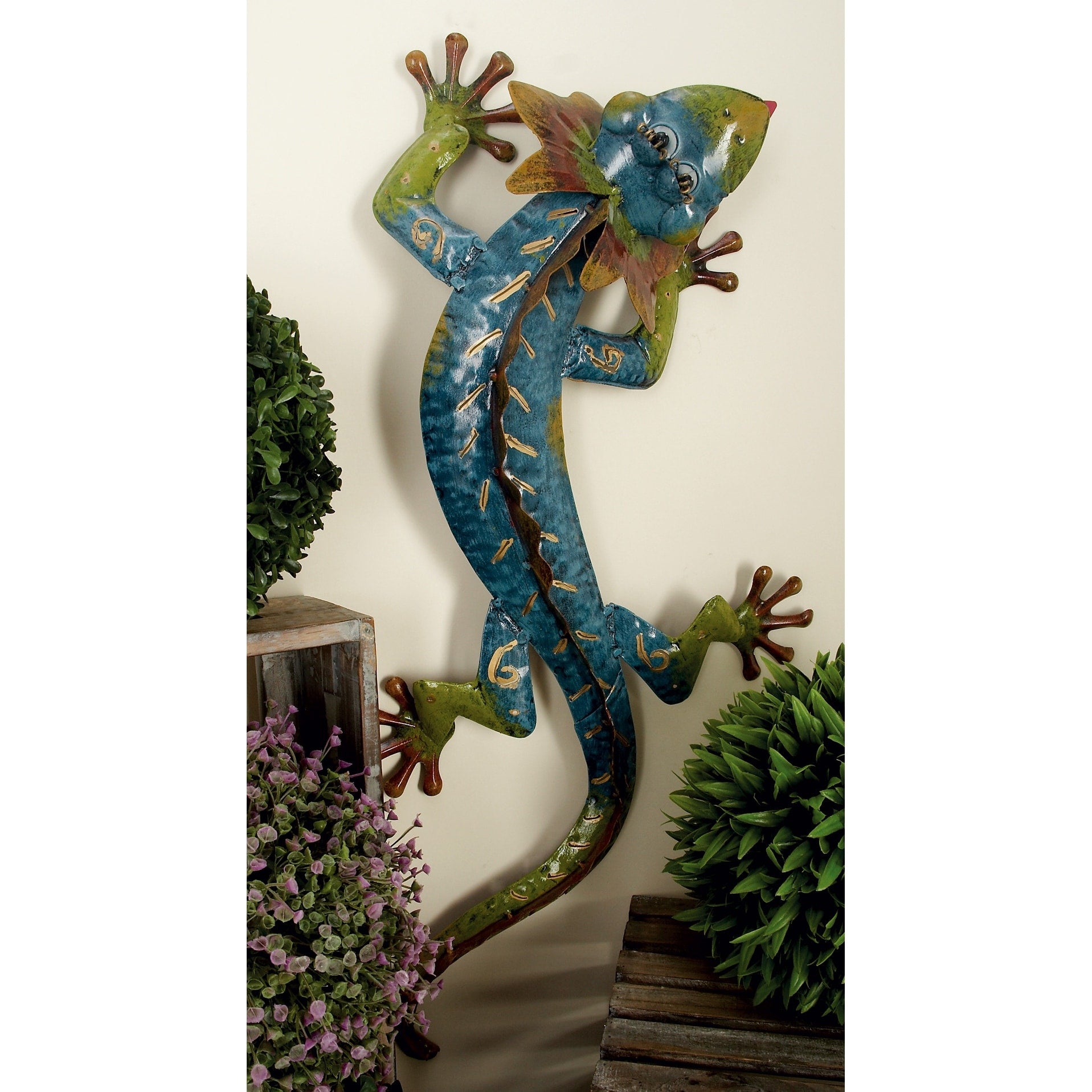 Green Metal Indoor Outdoor Lizard Home Wall Decor