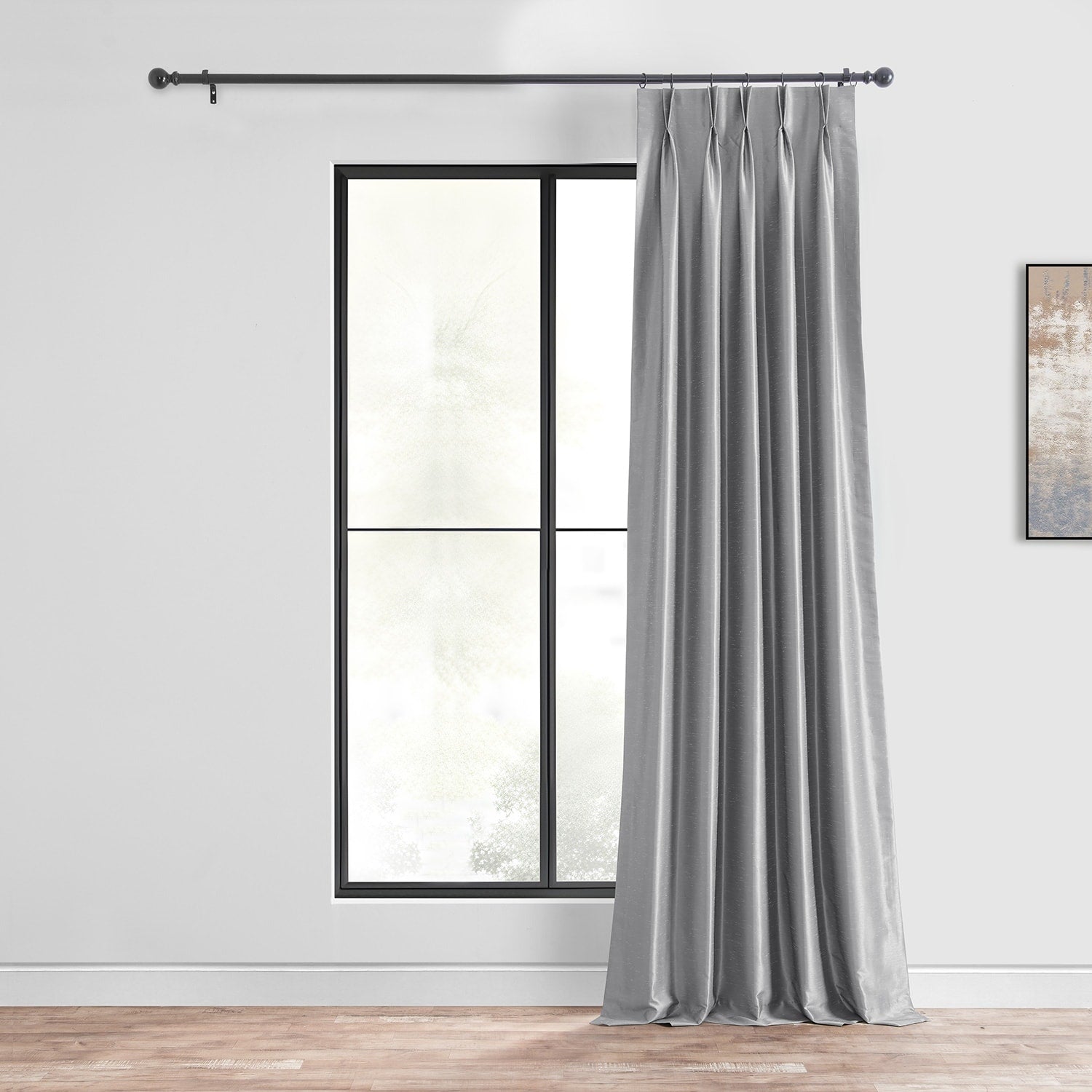 Exclusive Fabrics Solid Vintage Textured Faux Dupioni Silk Pleated Blackout Curtain (1 Panel)