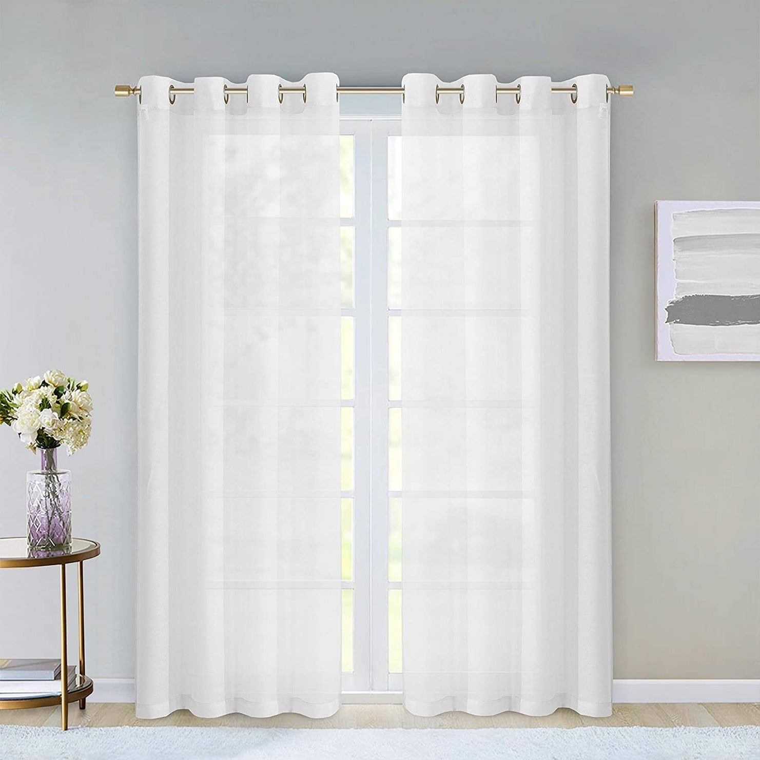 Dainty Home Malibu Extra Wide Curtains Solid Sheer Window Curtain Panel Pair