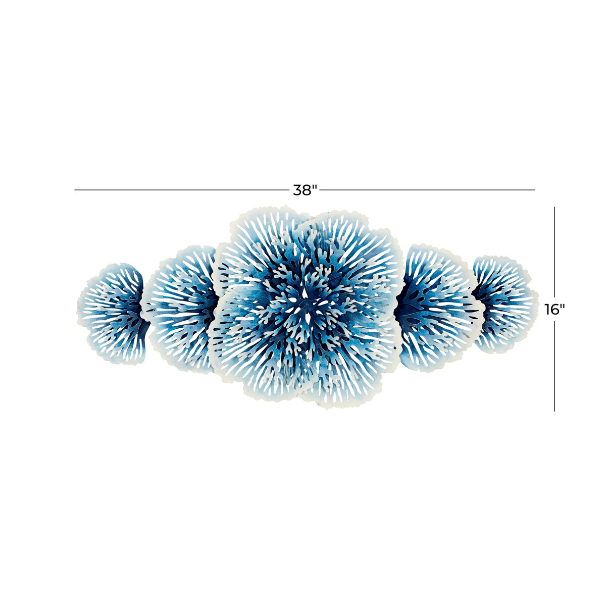 Metal Floral 3D Home Wall Decor - Blue - Roche River Decor