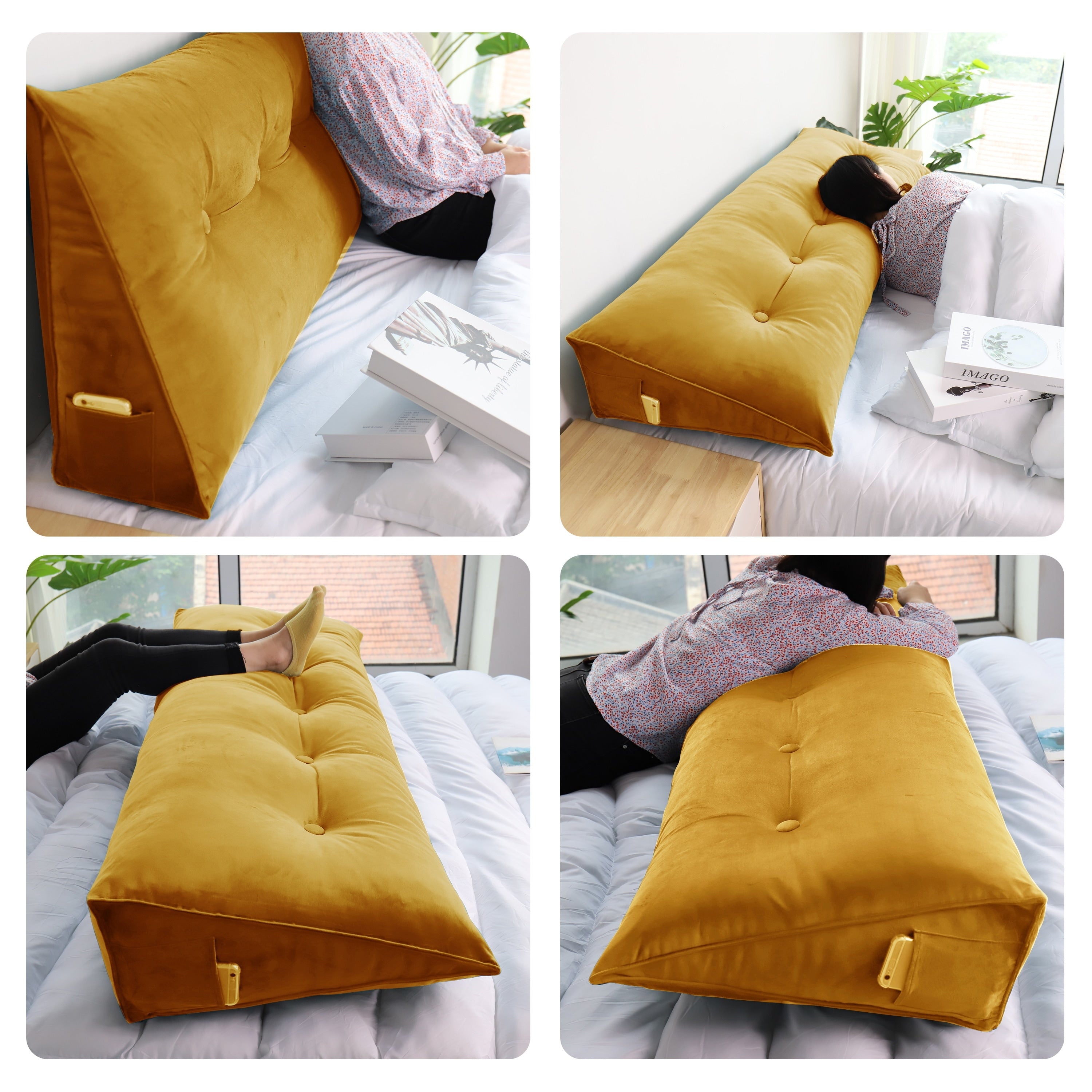 WOWMAX Large Bed Rest Wedge Reading Pillow Back Support Headboard Cushion