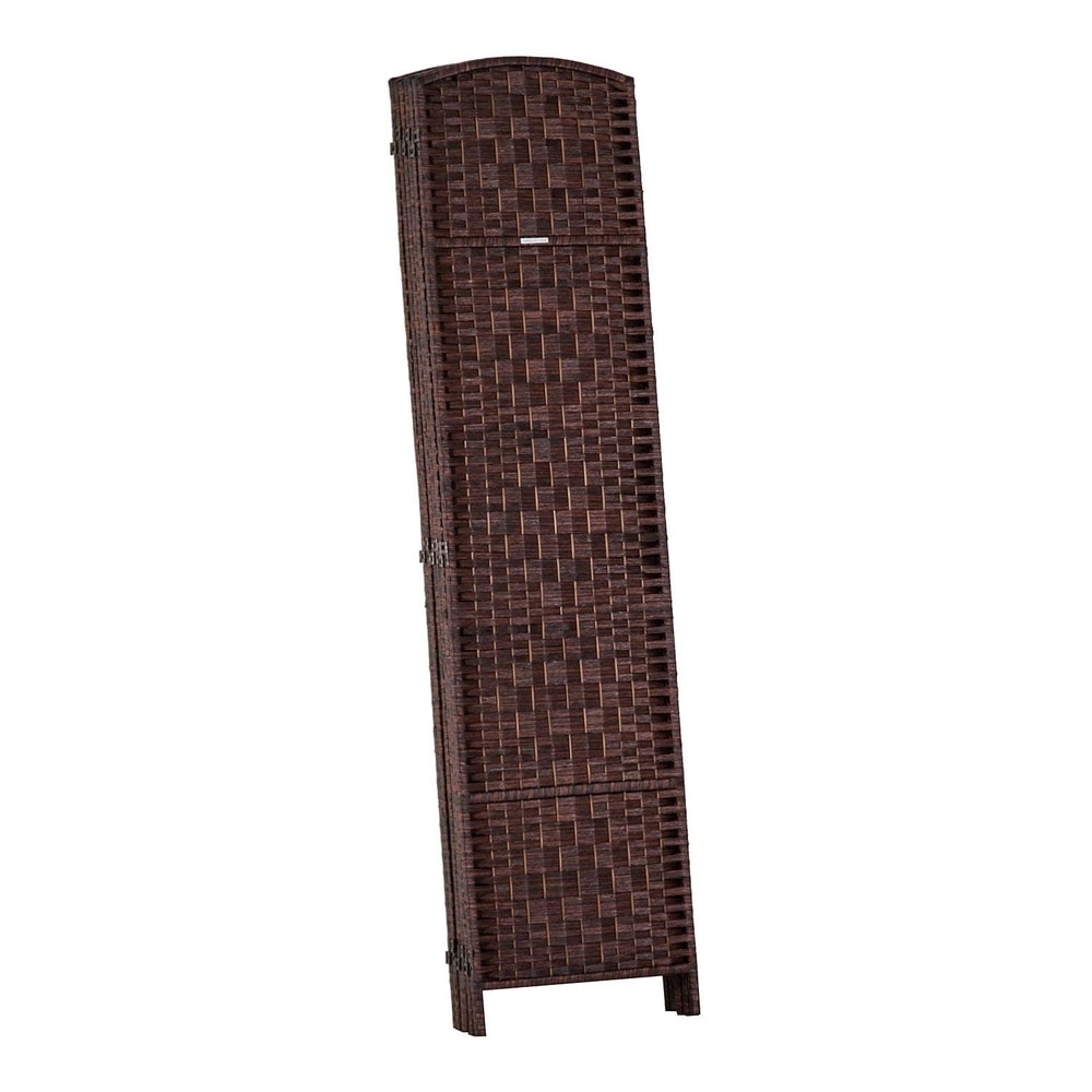 HomCom 6' Tall Wicker Weave Six Panel Room Divider Privacy Screen - Chestnut Brown