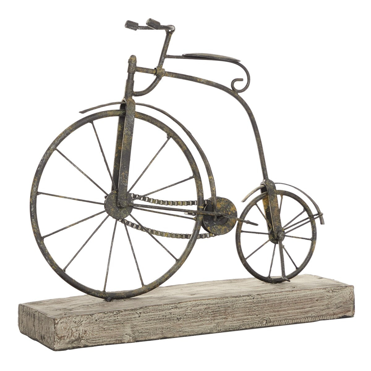 Metal Bike Decorative Sculpture with Wood Base - Black - Roche River Decor