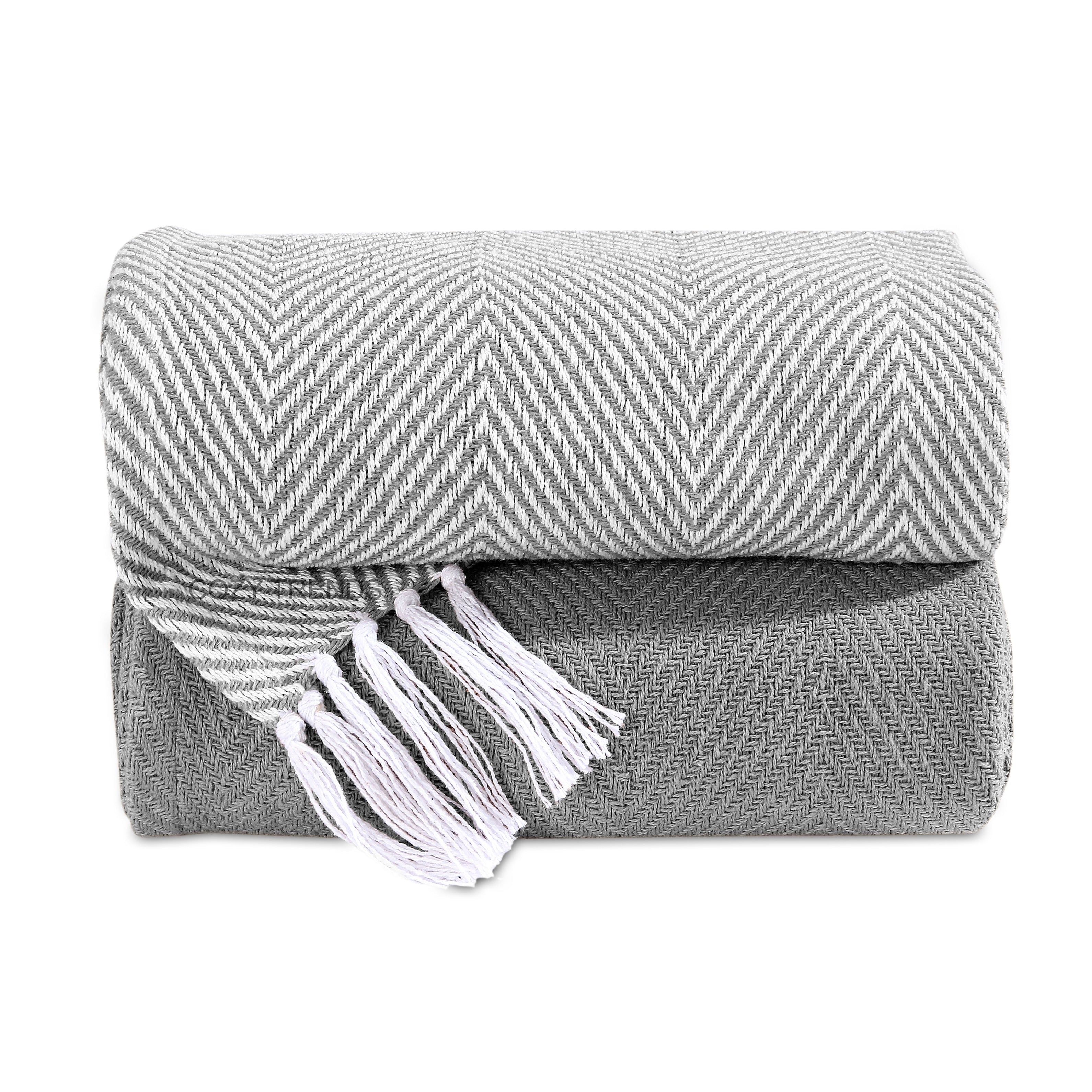 Handwoven Luxurious Cotton Sofa Couch Bed Throw Blankets All Season - Set of 2 (50''x60'')