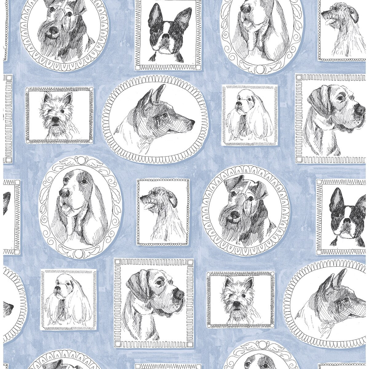 Surface Style Pup Portraits Celestial Peel and Stick Wallpaper - 20.5 in. W x 18 ft. L