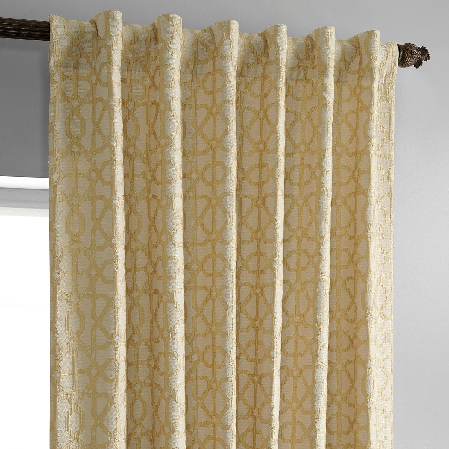 Exclusive Fabrics Jacquard Faux Silk Curtains - 1 Panel Room Darkening Curtain