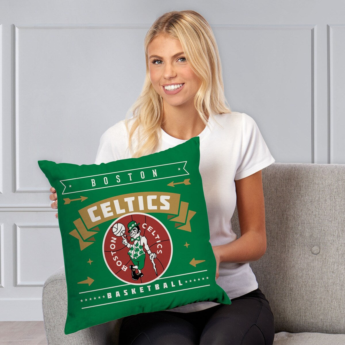 NBA Hardwood Classic Celtics Printed Throw Pillow - Green