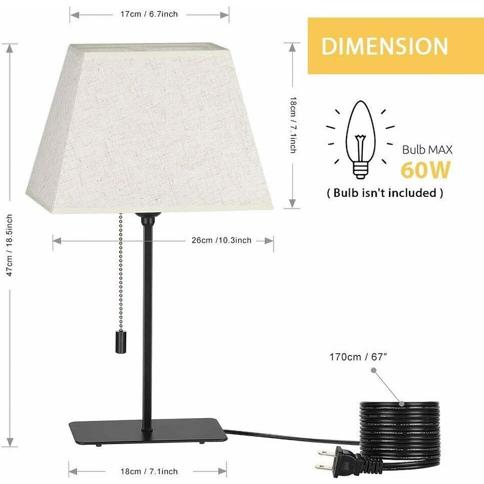 Desk Lamps Modern Nightstand with Trapezoidal Fabric Shade, Set of 2