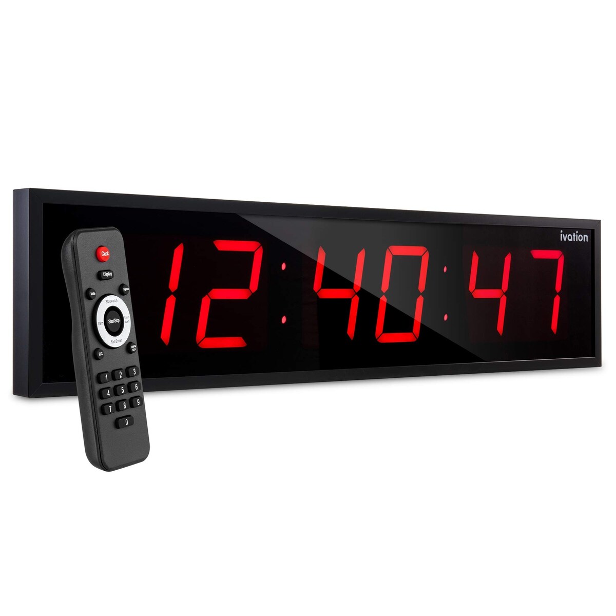 Ivation Large Digital Wall Clock, LED Display W/Timer