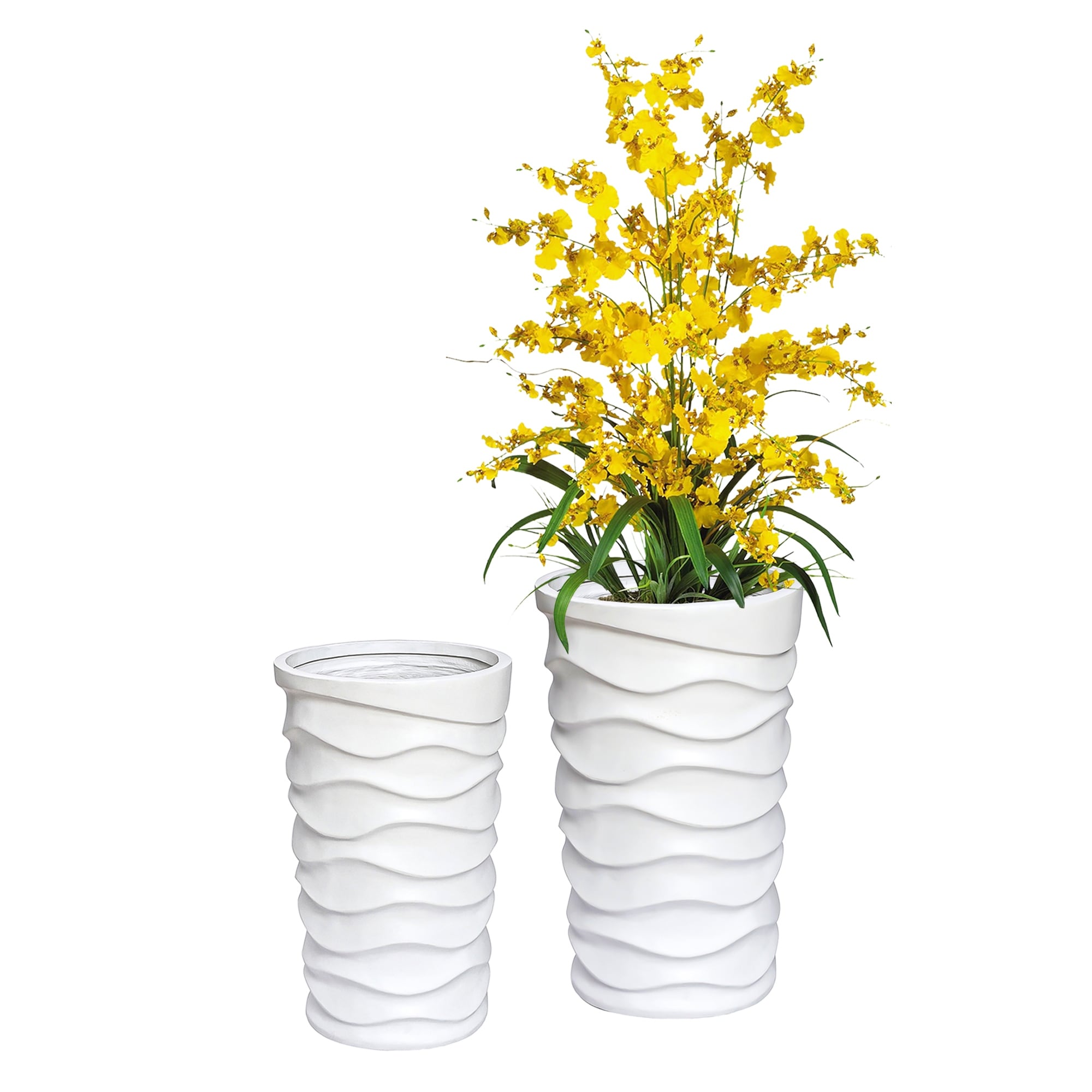 Reyis White Wavy Modern 2-piece Handmade Planter Set by Havenside Home