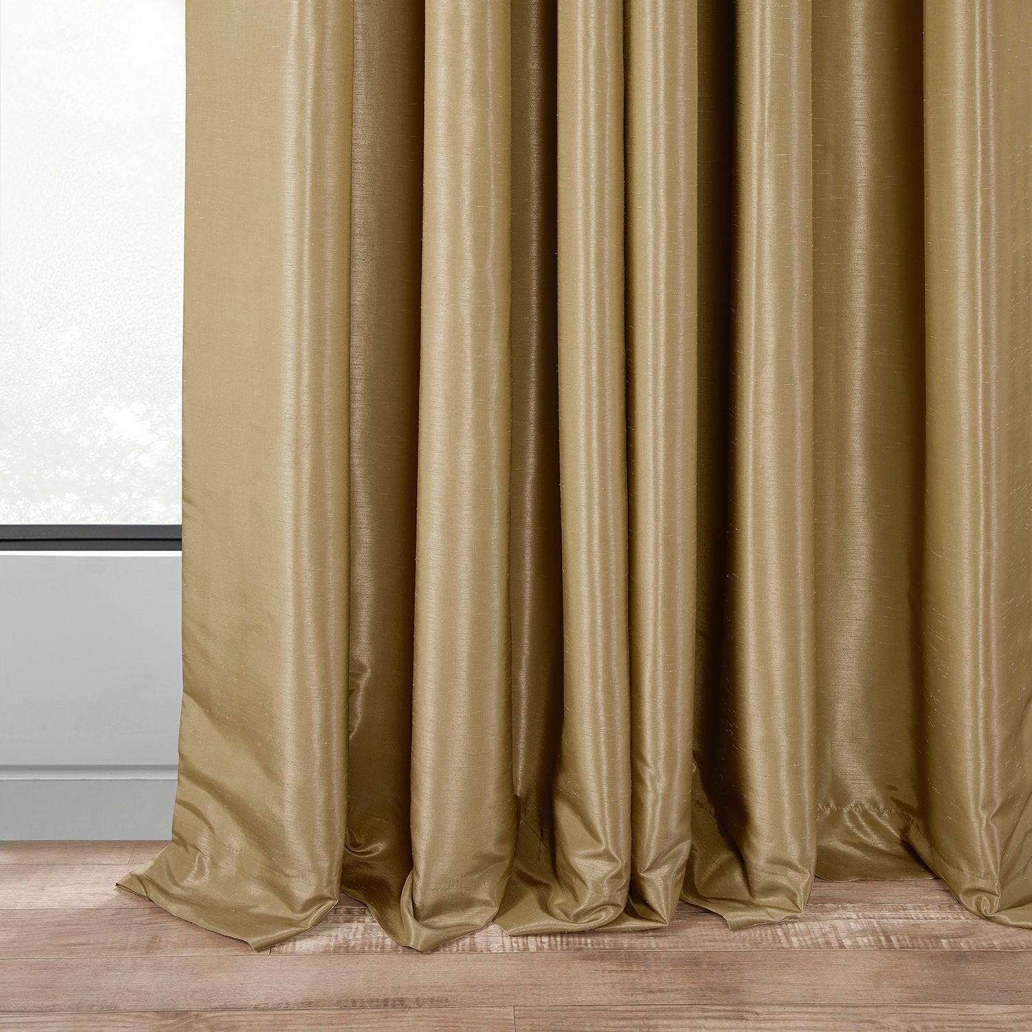 Exclusive Fabrics Solid Vintage Textured Faux Dupioni Silk Pleated Blackout Curtain (1 Panel)