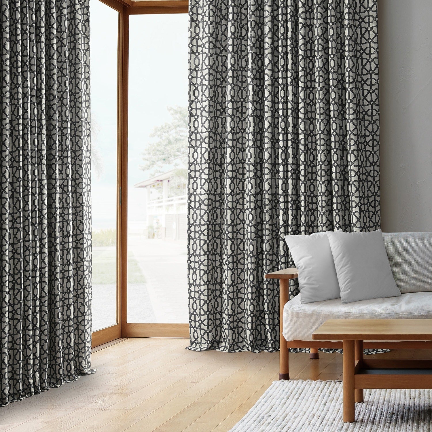 Exclusive Fabrics Jacquard Faux Silk Curtains - 1 Panel Room Darkening Curtain