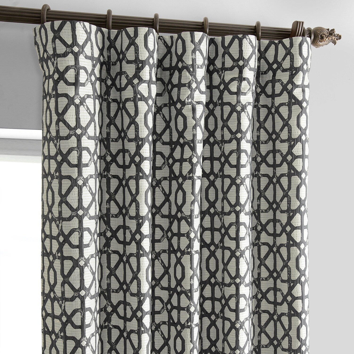 Exclusive Fabrics Jacquard Faux Silk Curtains - 1 Panel Room Darkening Curtain