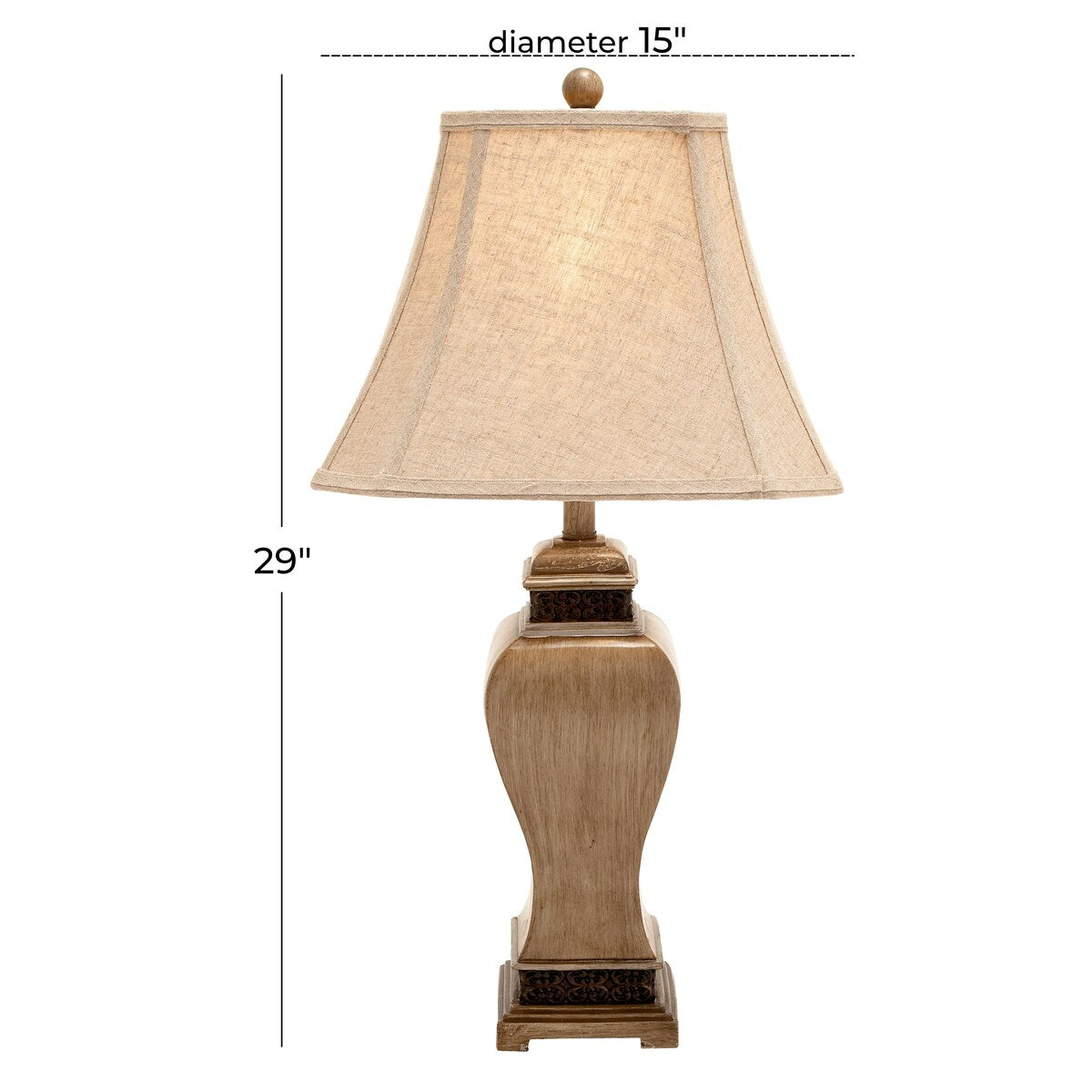 Polystone Room Table Lamp with Tapered Shade - Set of 2 Brown - Roche River Decor