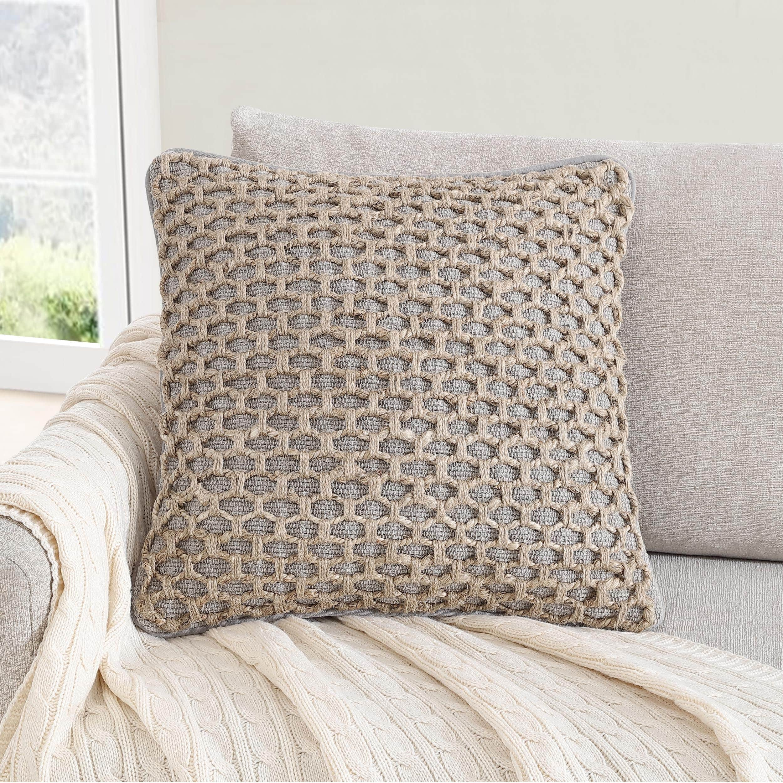 Boho Living Jada Braided Cotton/Jute Throw Pillows