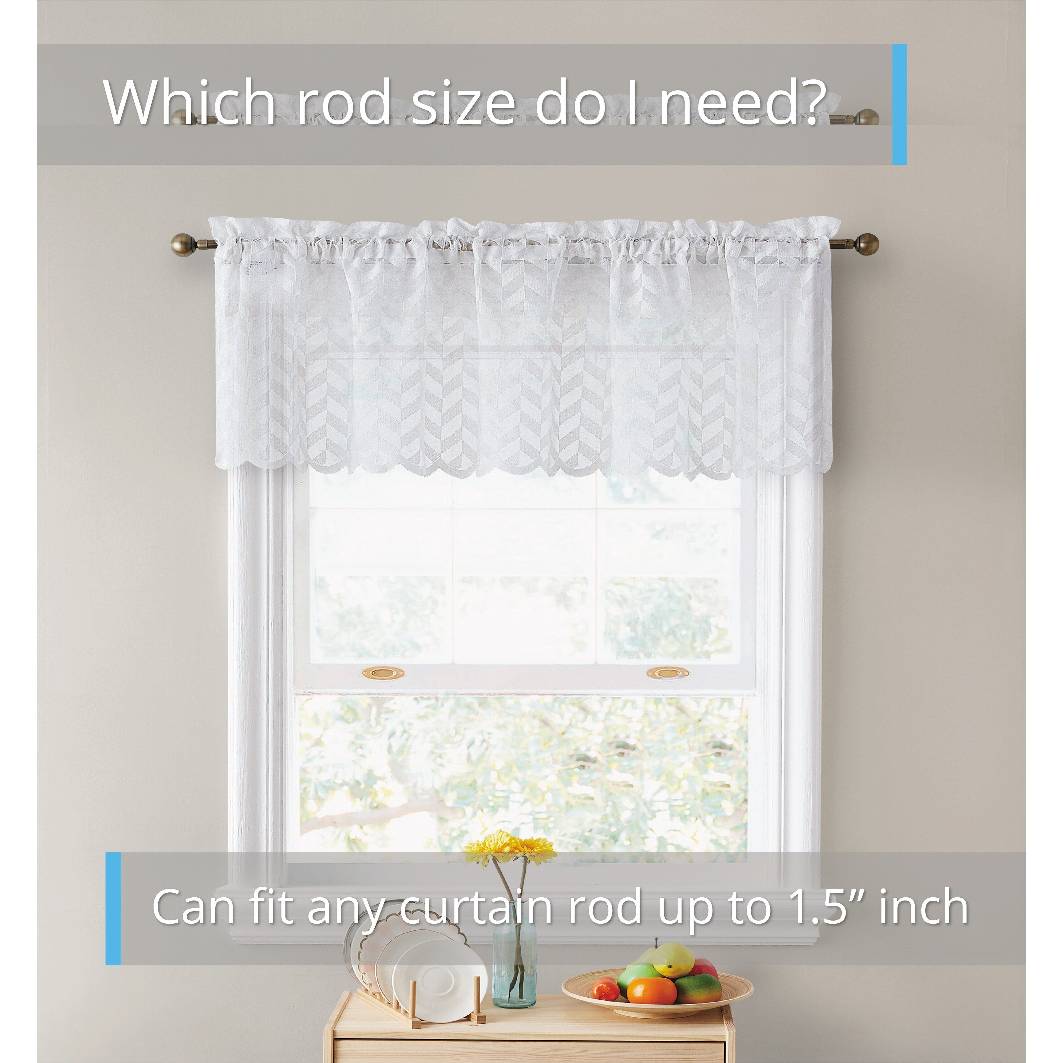 HLC.me Herringbone Lace Sheer Kitchen Cafe Curtain Tiers Swags Valance for Small Windows & Bathroom