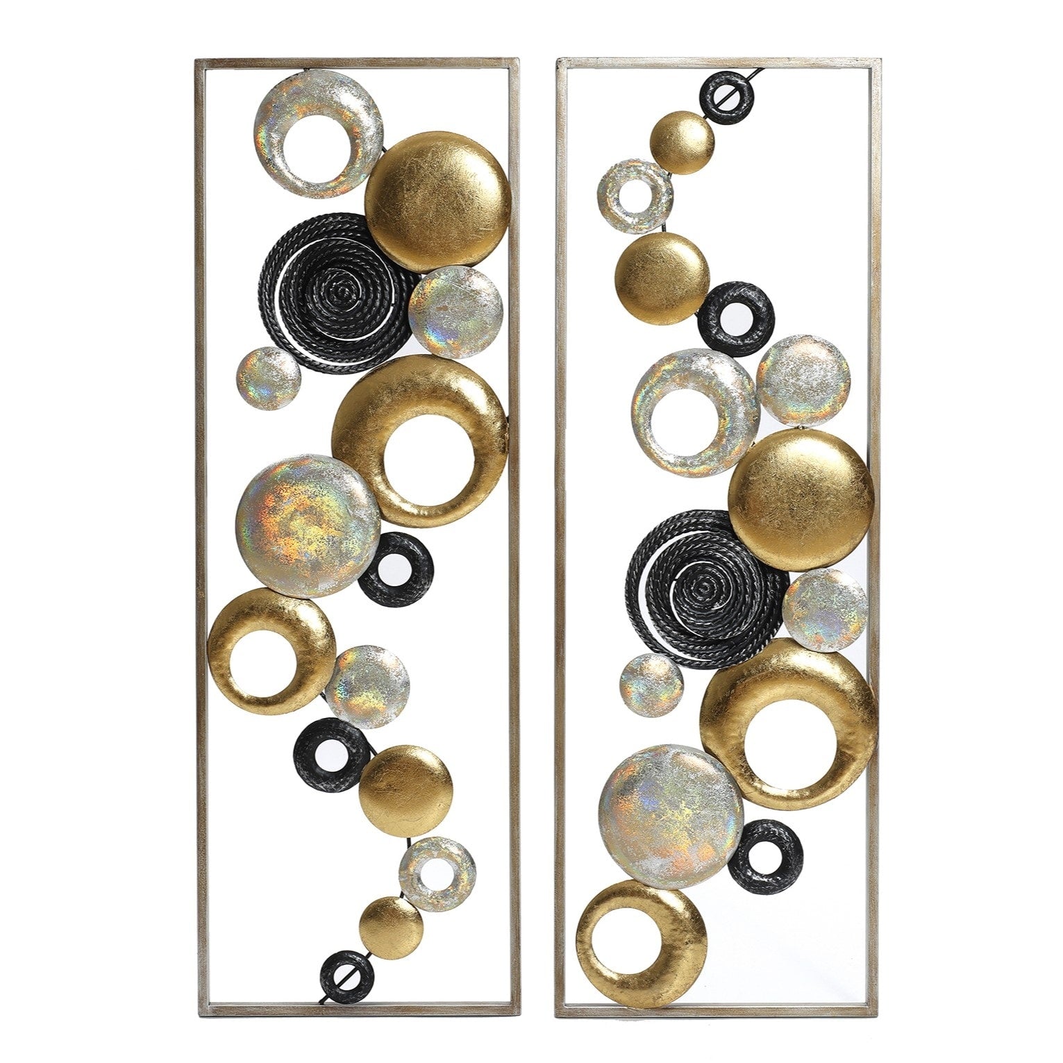 Set of 2 Modern Multi-Color Abstract Metal Wall Decor Panels