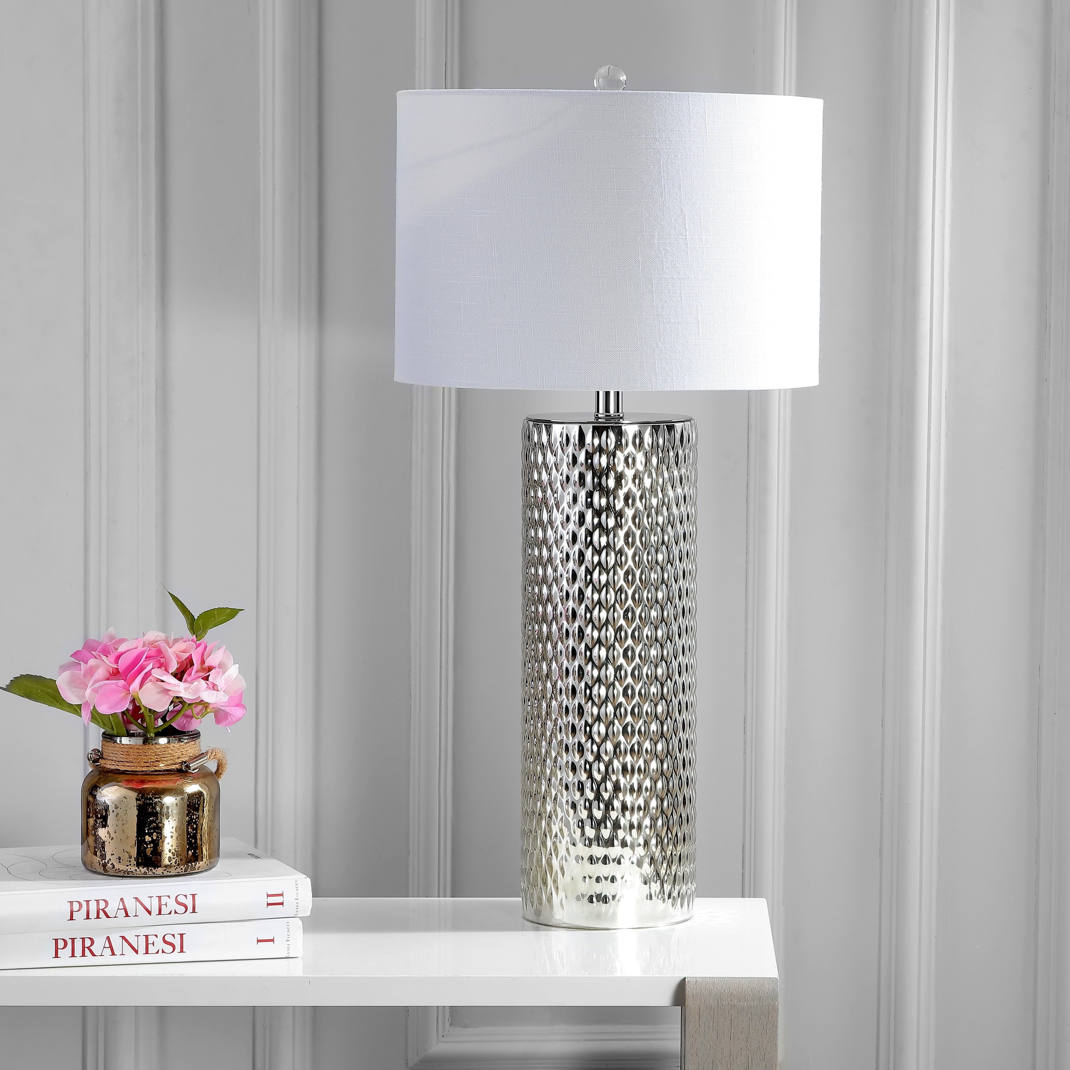 Hughes 30 Glass LED Table Lamp, Silver by JONATHAN Y