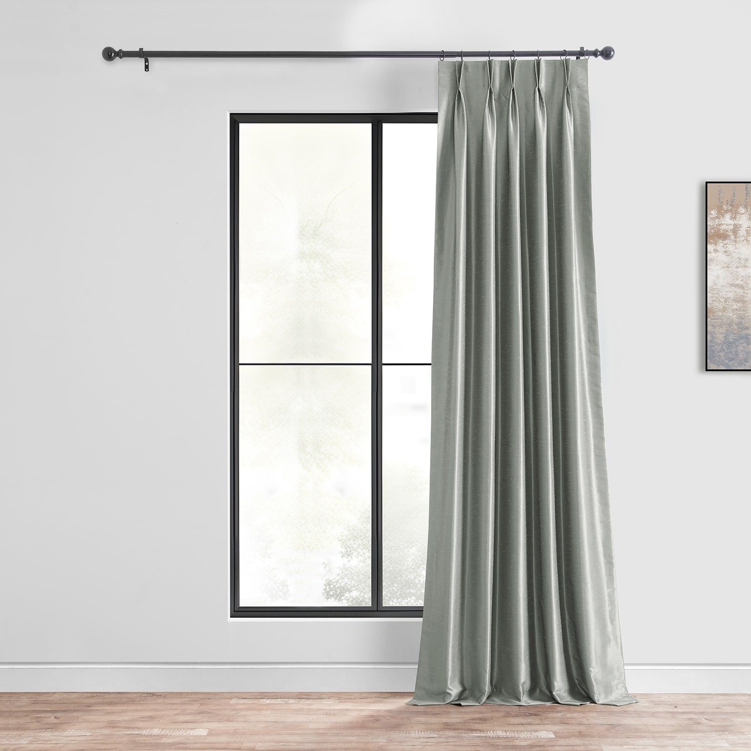 Exclusive Fabrics Solid Vintage Textured Faux Dupioni Silk Pleated Blackout Curtain (1 Panel)