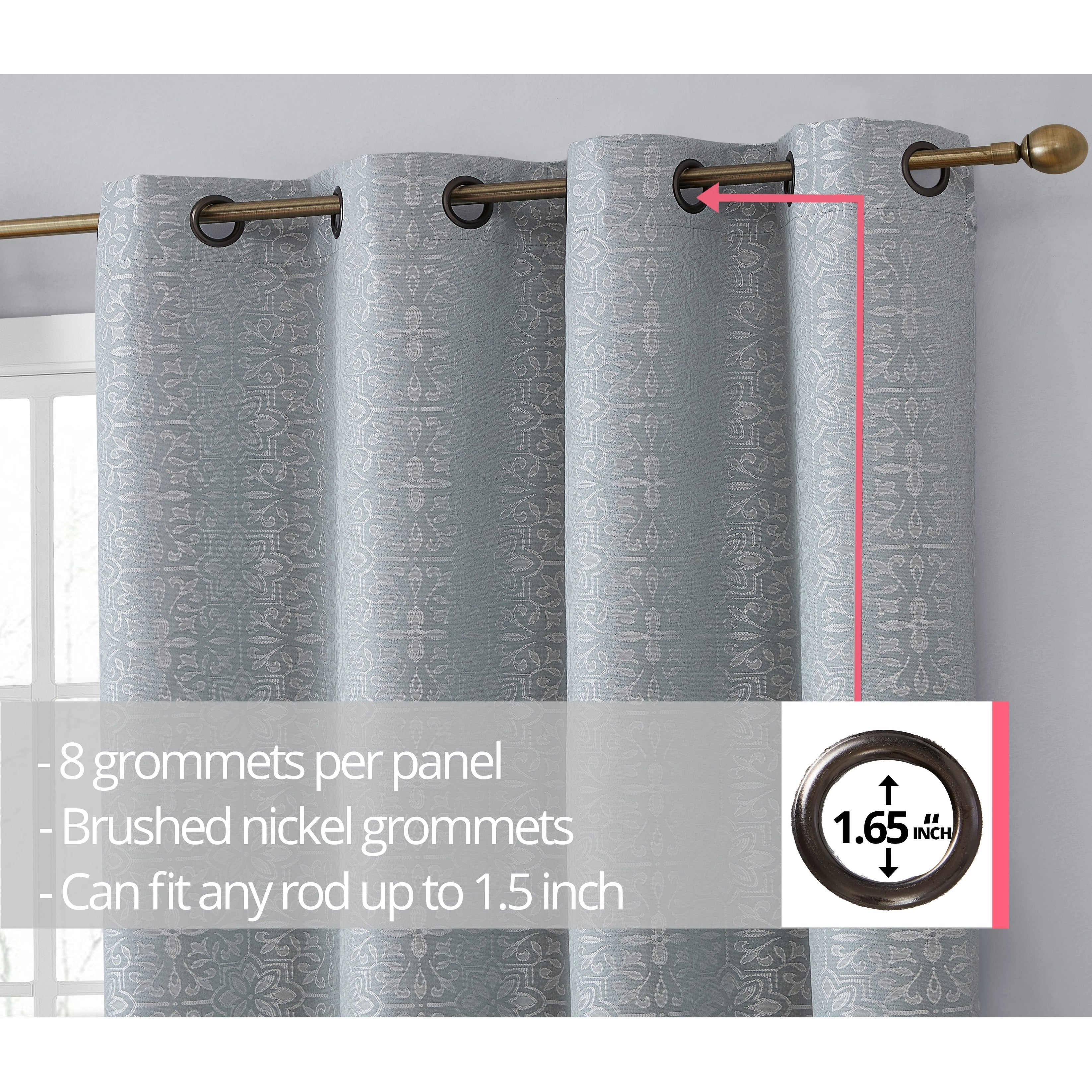 HLC.me Mia Tile 100% Complete Blackout Thermal Insulated Heat/Cold/UV Blocking Grommet Curtain Panels - Pair