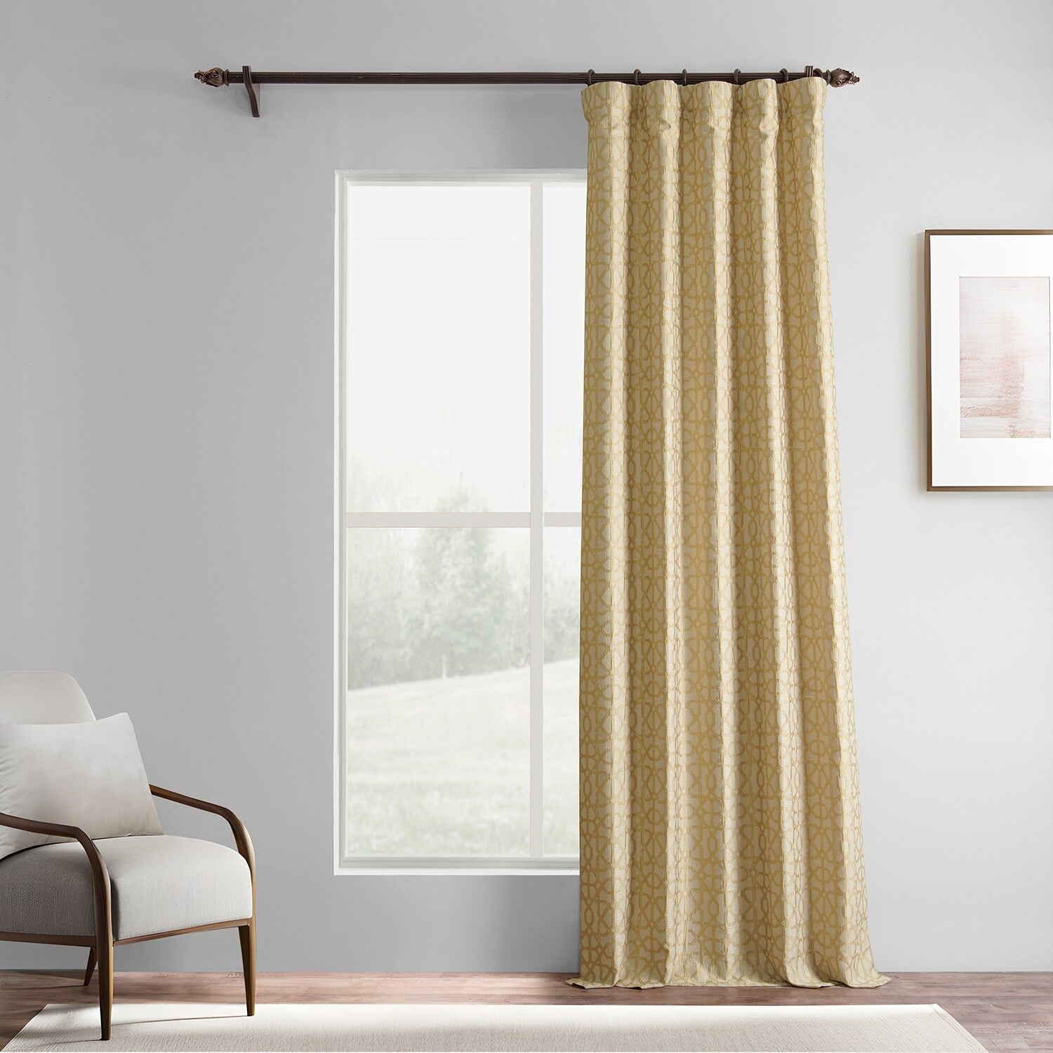 Exclusive Fabrics Jacquard Faux Silk Curtains - 1 Panel Room Darkening Curtain