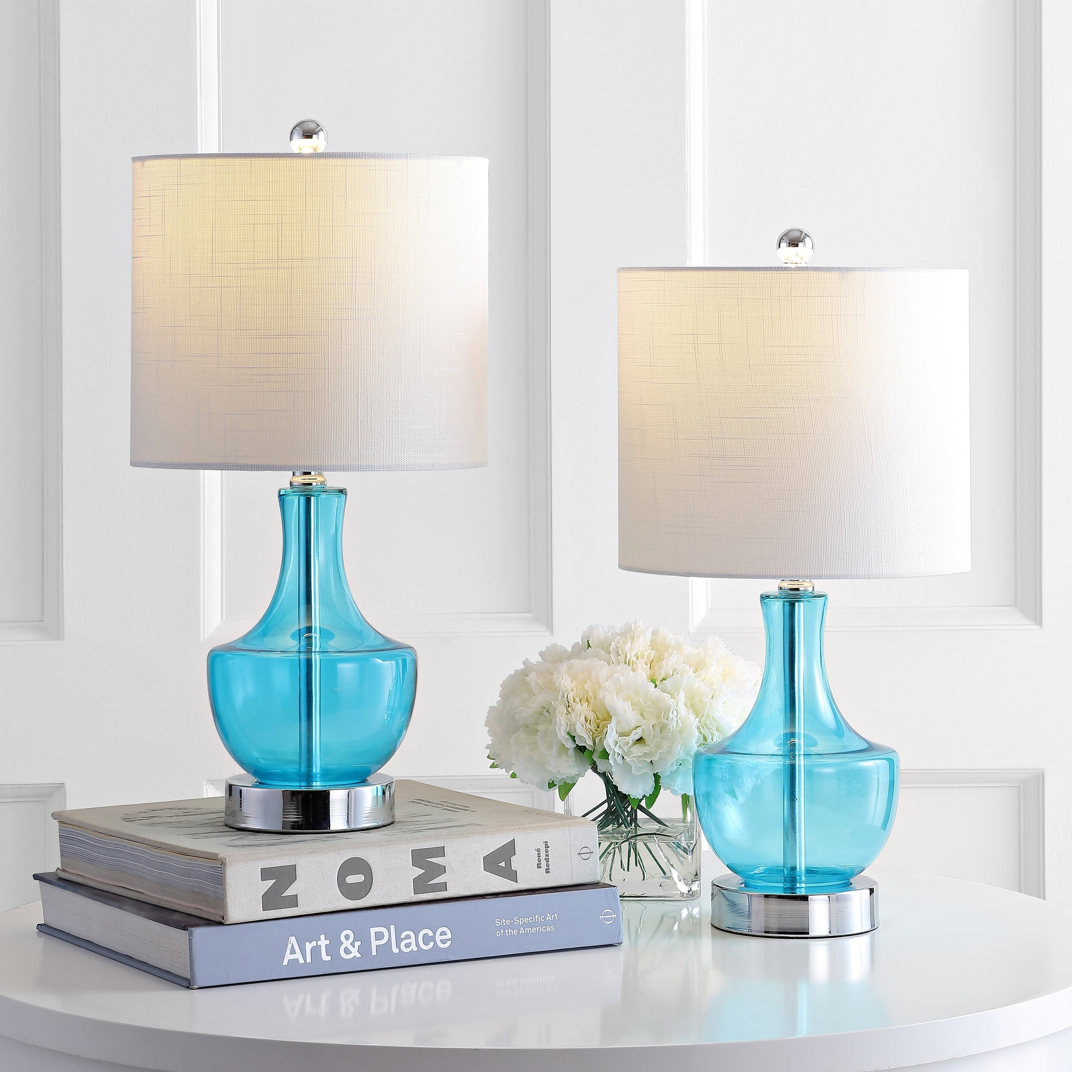 Colette 20 Mini Glass LED Table Lamp, Silver by JONATHAN Y