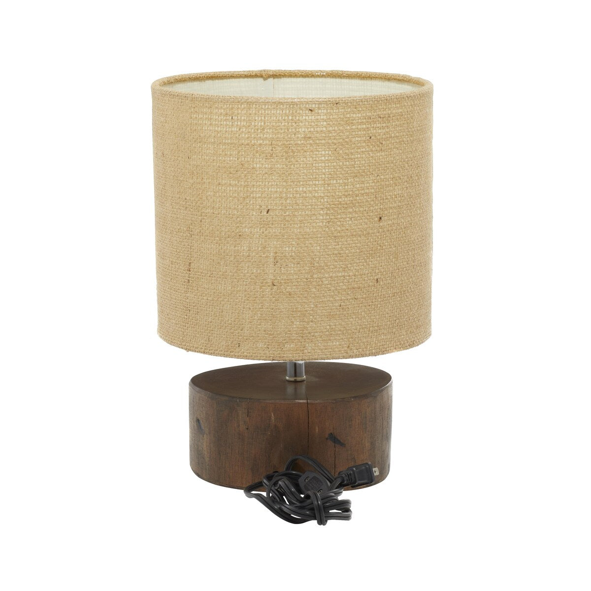 Wood Room Table Lamp with Jute Shade - Dark Brown - Roche River Decor