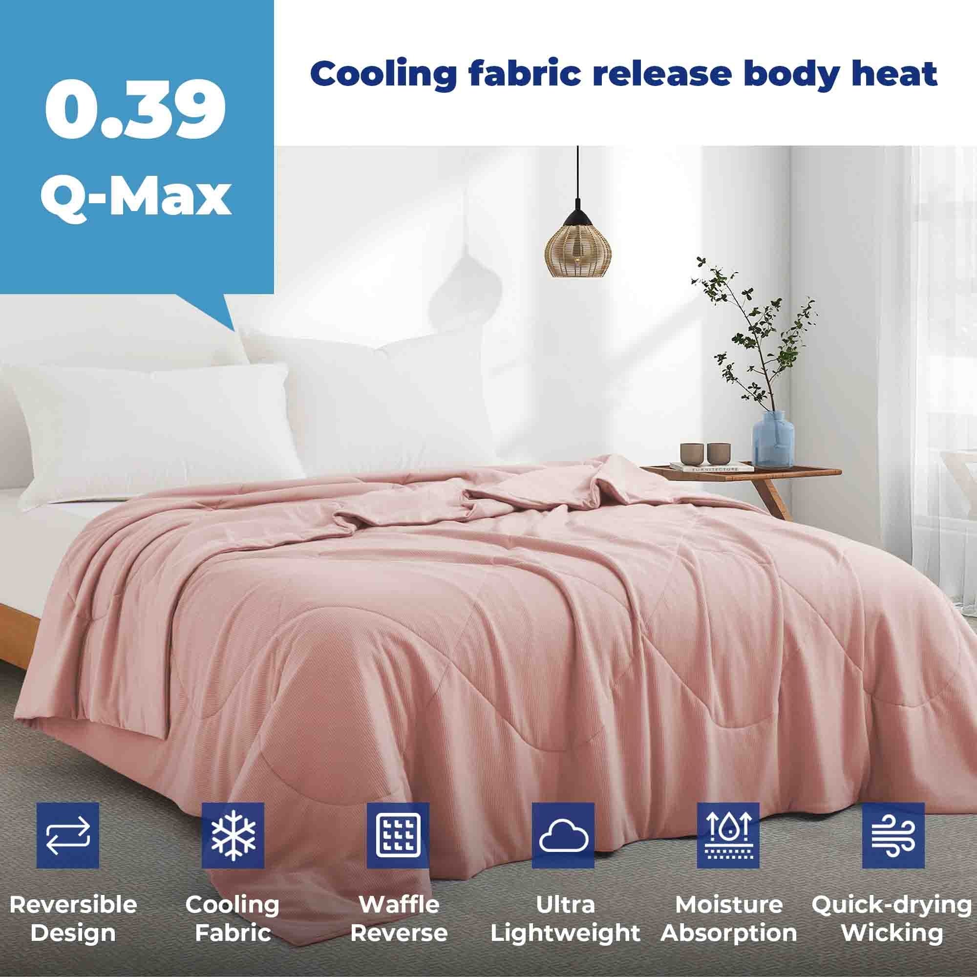 Lightweight Breathable Cooling Waffle Reversible Summer Blanket, Dual-side Cool Touch Comforter