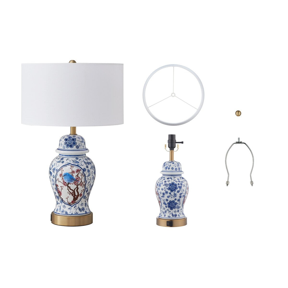 Acroma 2-set LED Dimmable Chinoiserie Table Lamp Blue&White - Set of 2