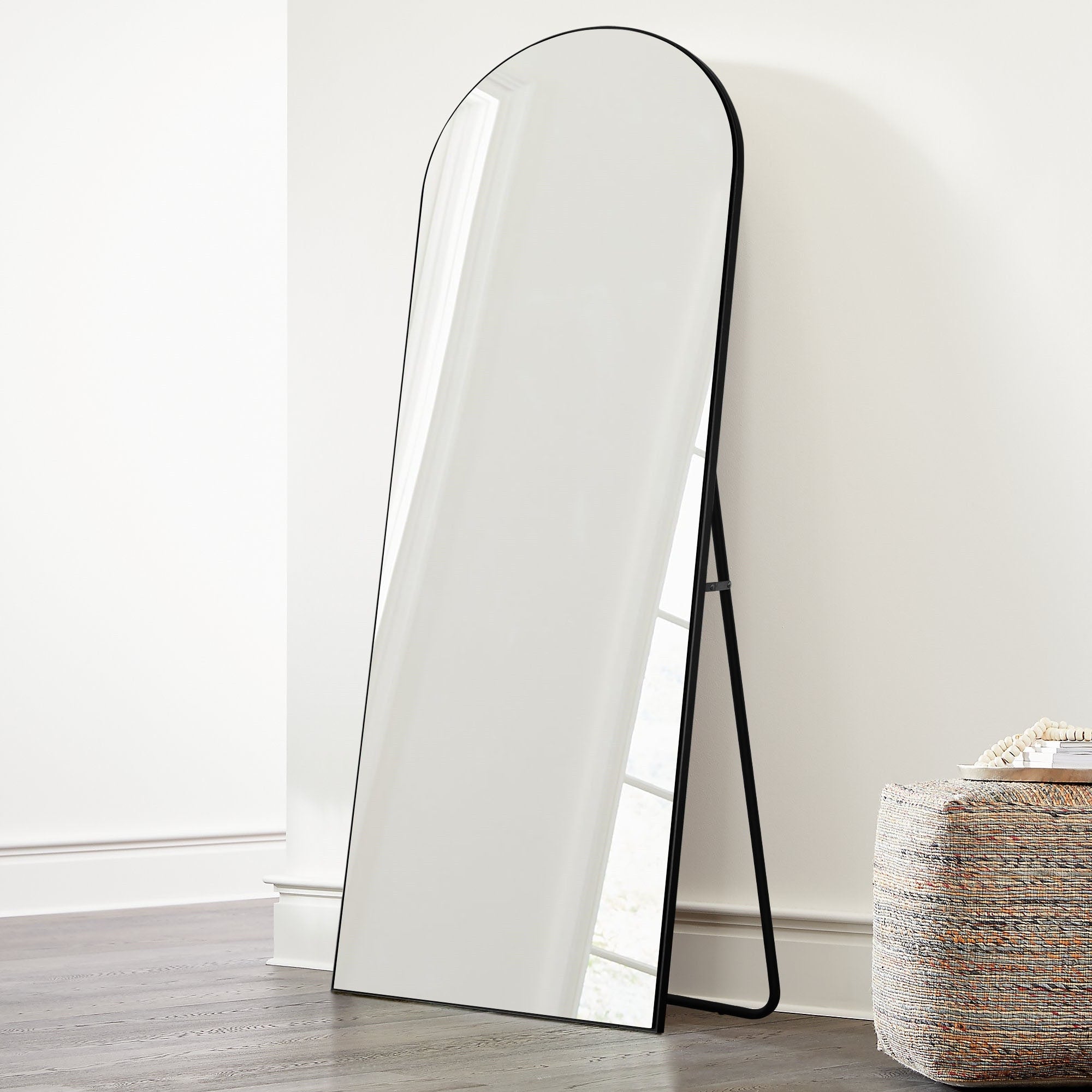 Modern Arched Mirror Full-Length Floor Mirror with Stand