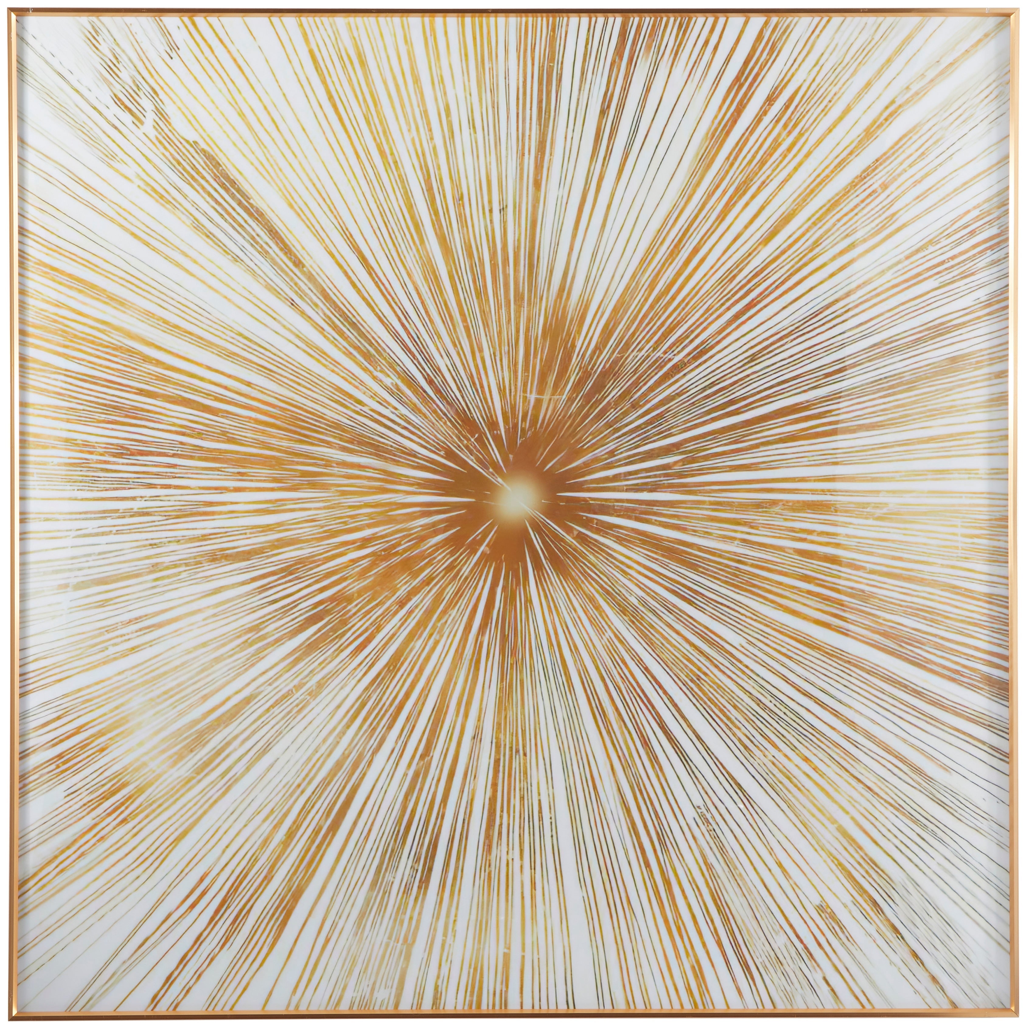 CosmoLiving by Cosmopolitan Porcelain Ceramic Radial Starburst Framed Wall Art with Gold Aluminum Frame - Gold or Dark Blue