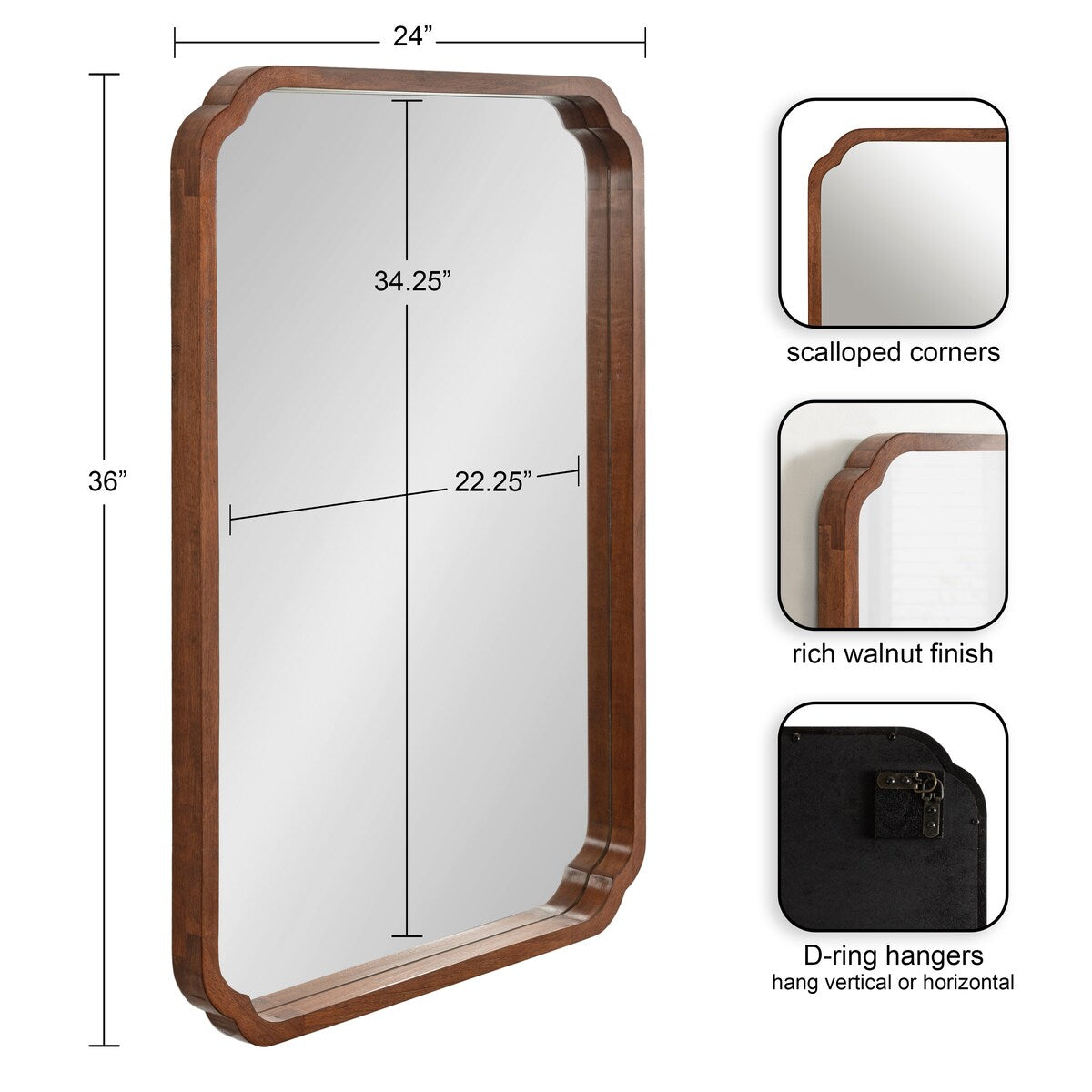 Kate and Laurel Marston Square Wood Wall Mirror