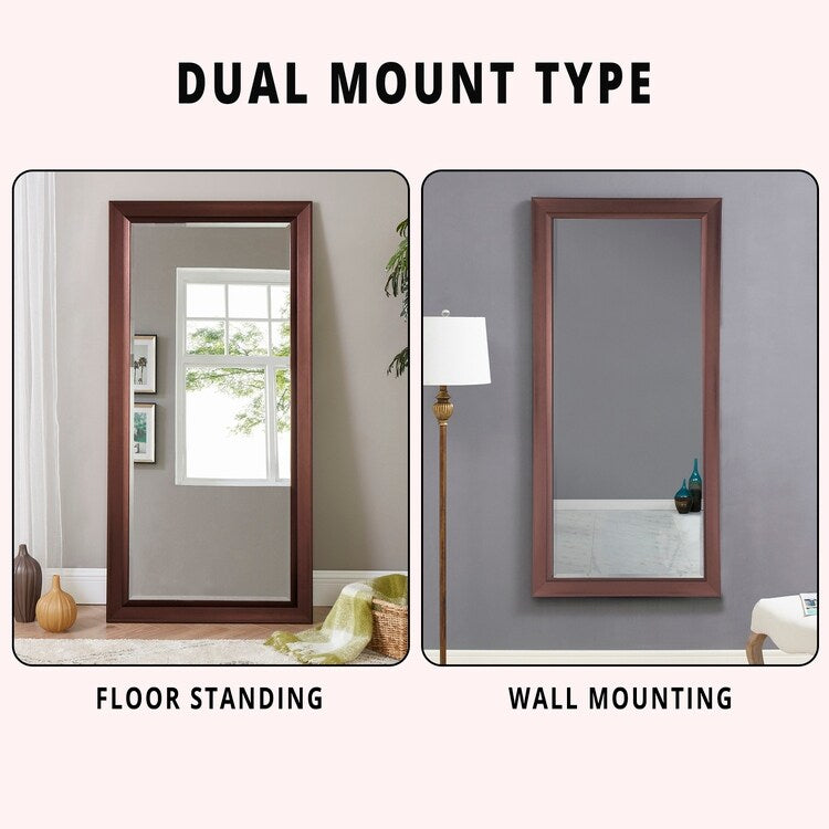 Framed Bevel Leaner Full Length Huge Floor Mirror XL Mirror Large Rectangle Standing Cream Floor Mirror Huge Mirrors for Bedroom