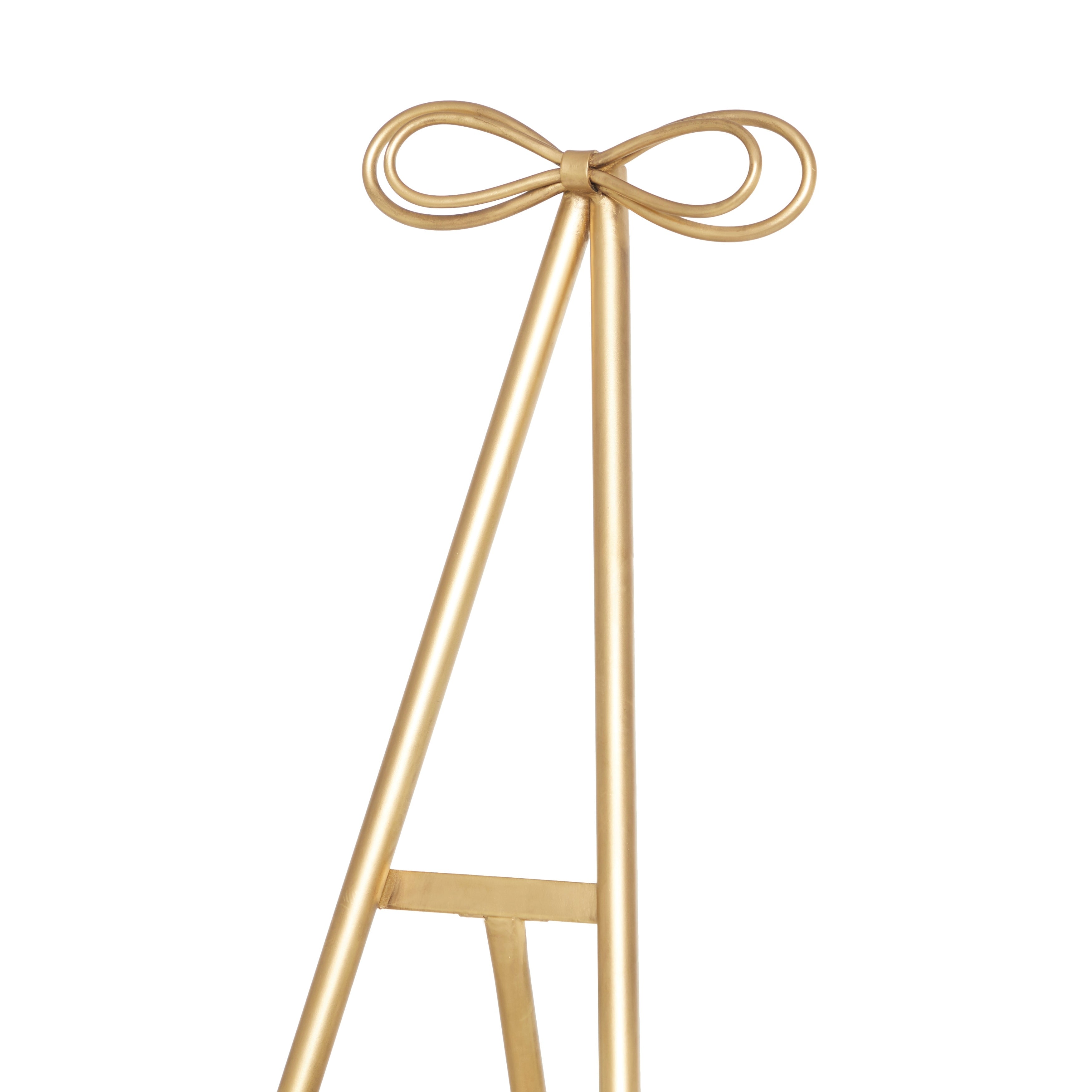 Metal Tall Adjustable Display Stand Floor 3 Tier Easel with Bow Top - Gold - Roche River Decor