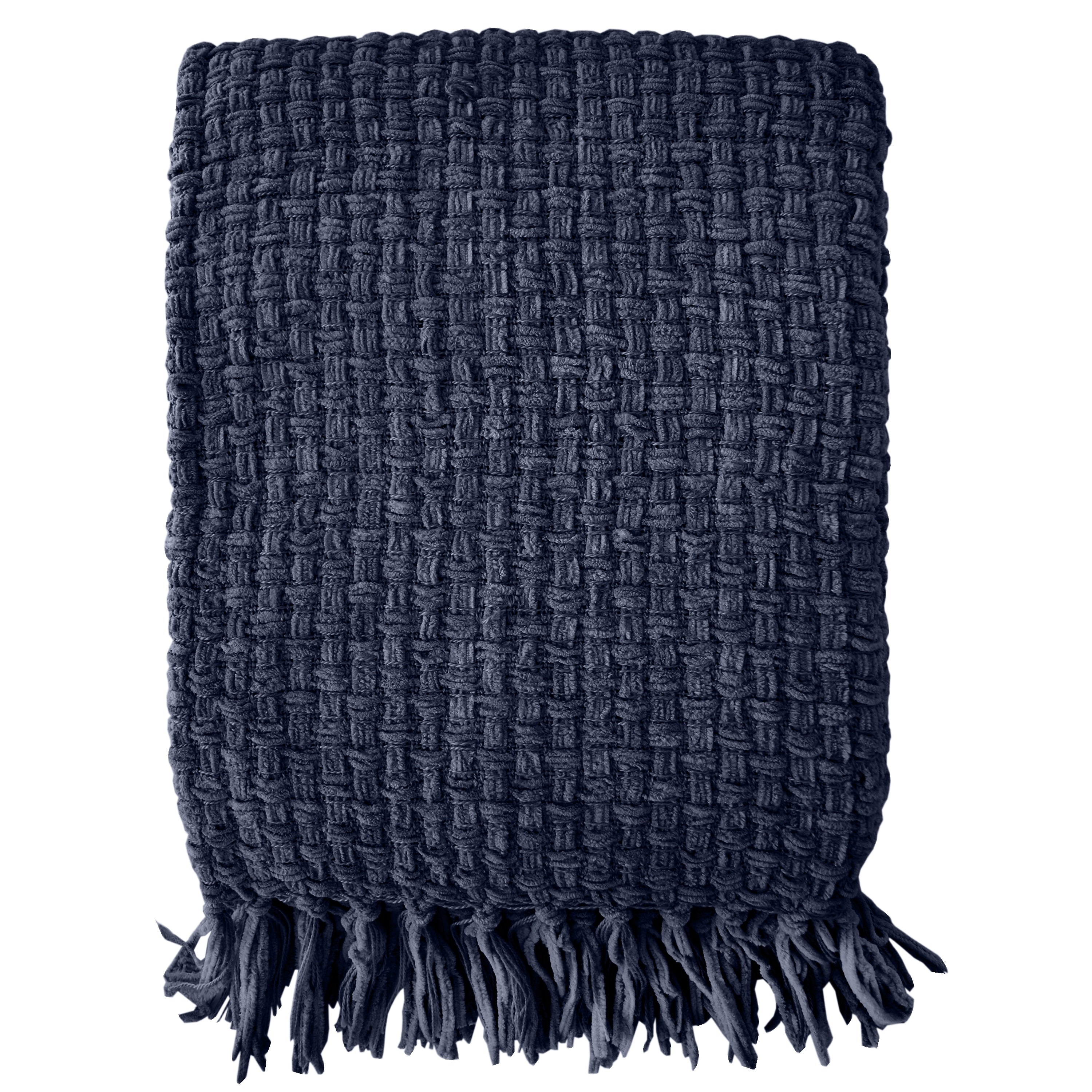 Fabstyles Chenille Basket Weave Polyester Throw Blanket