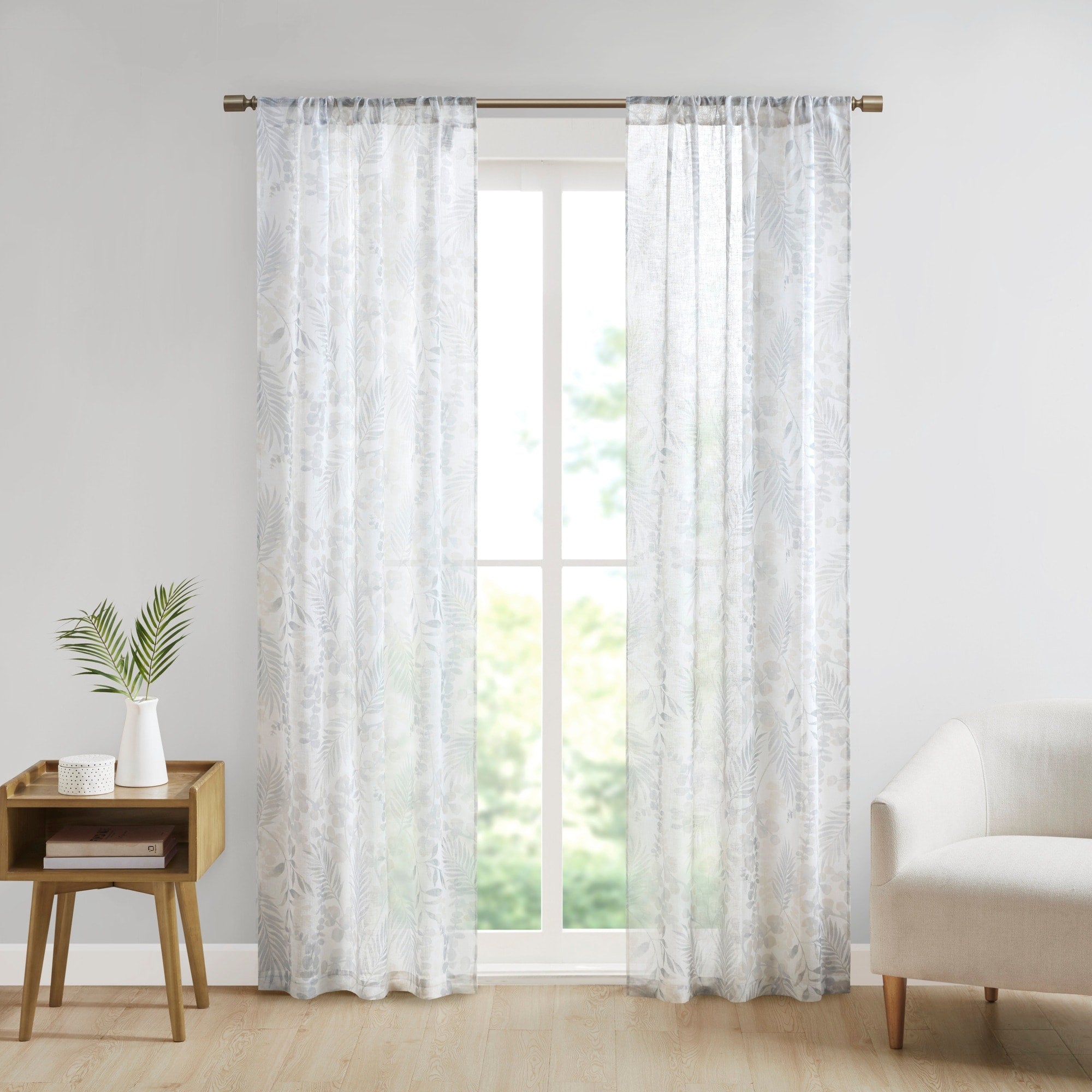 Madison Park Tulia Botanical Printed Texture Sheer Window Curtain Pair