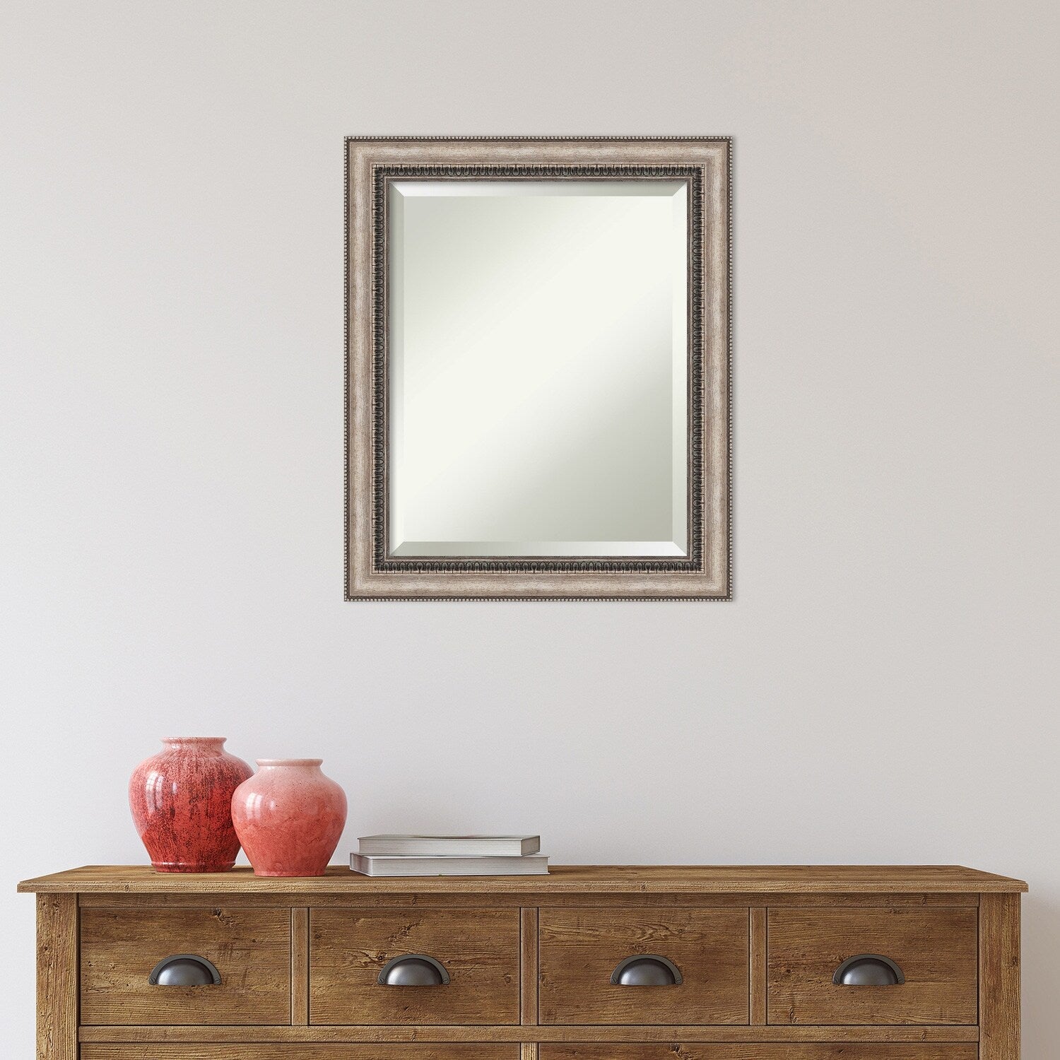 Beveled Bathroom Wall Mirror - Lyla Ornate Silver Frame - Lyla Ornate Silver