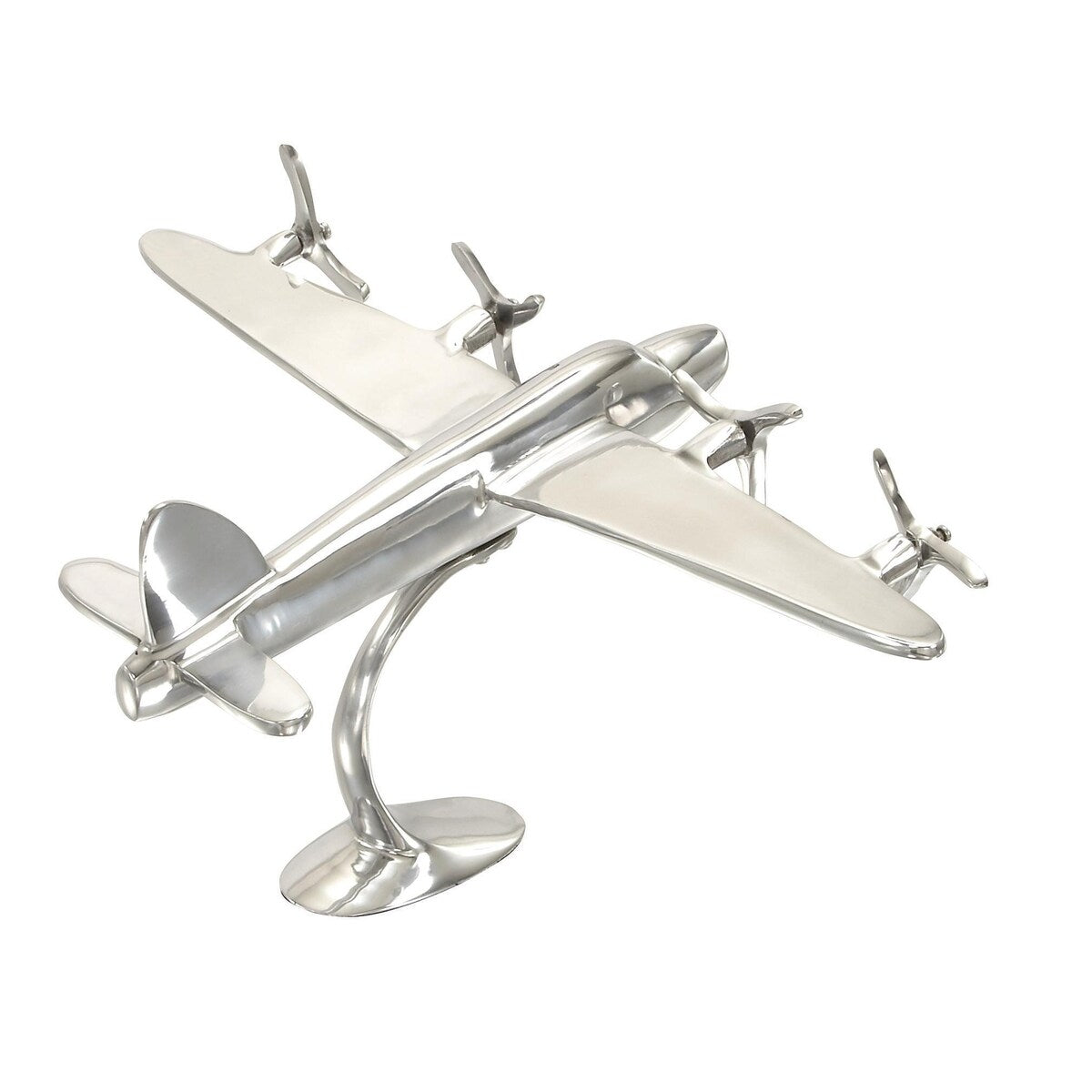 Aluminum Metal Airplane Decorative Sculpture - Silver - Roche River Decor