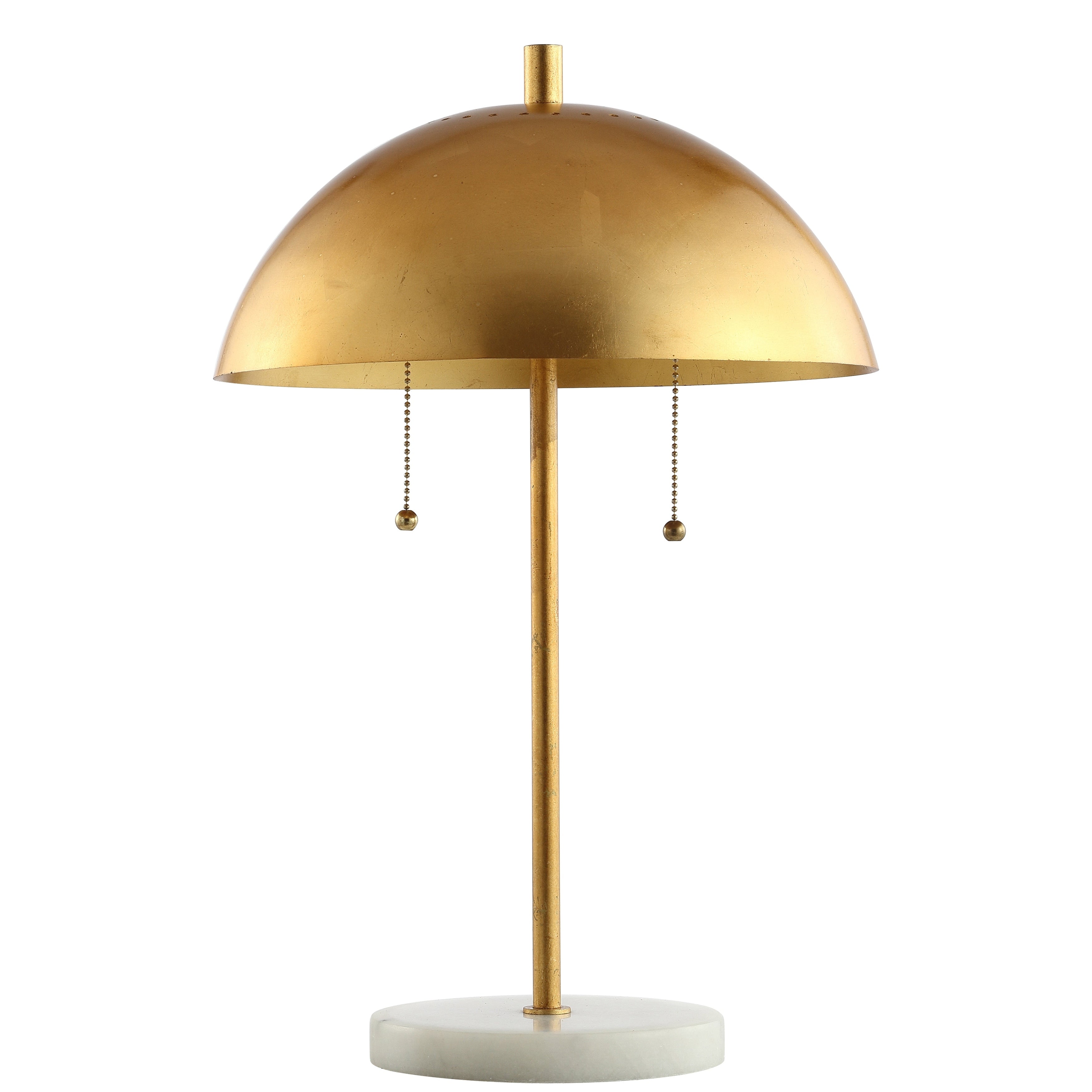 Jennifer 20.7 Dome Metal with Marble Base LED Table Lamp, Gold/White by JONATHAN Y