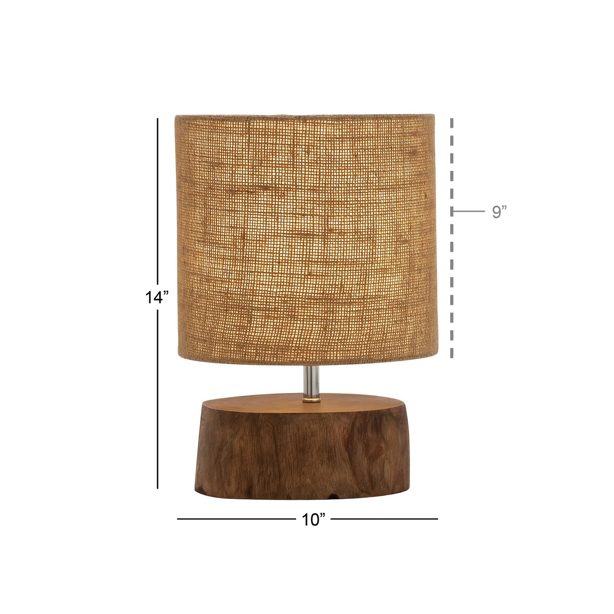 Wood Room Table Lamp with Jute Shade - Dark Brown - Roche River Decor