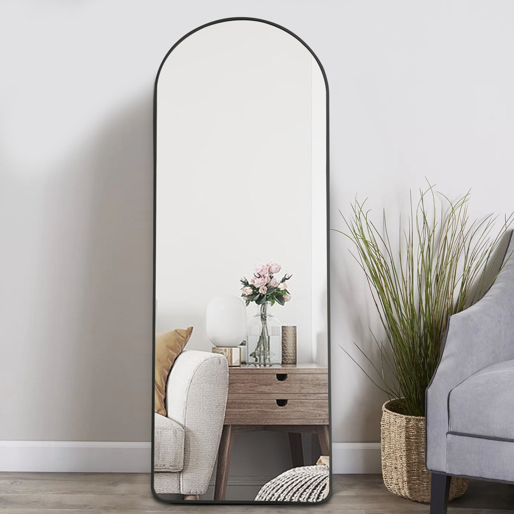 Arched Metal Full-length Standing Floor Mirror