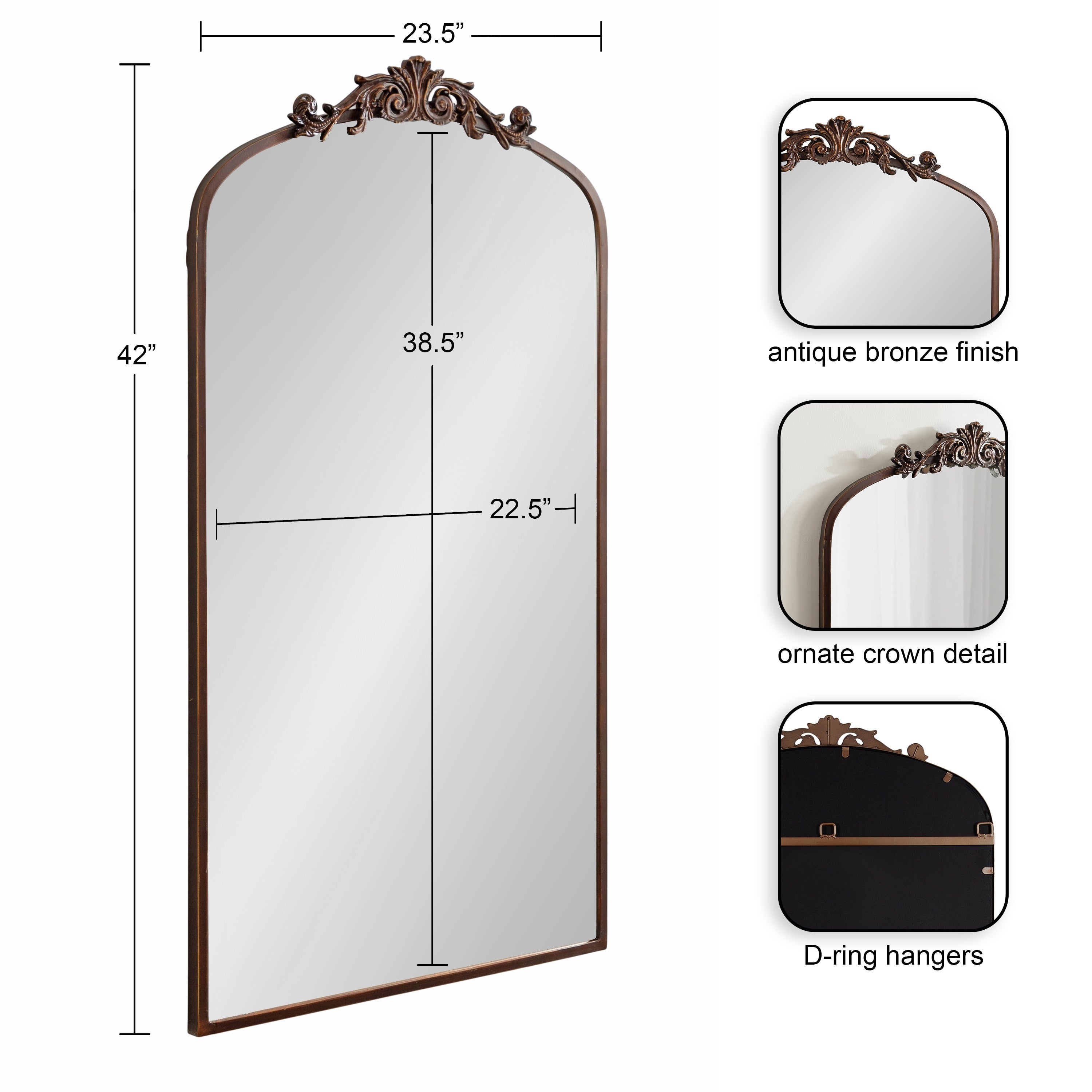 Kate and Laurel Arendahl Traditional Baroque Arch Wall Mirror