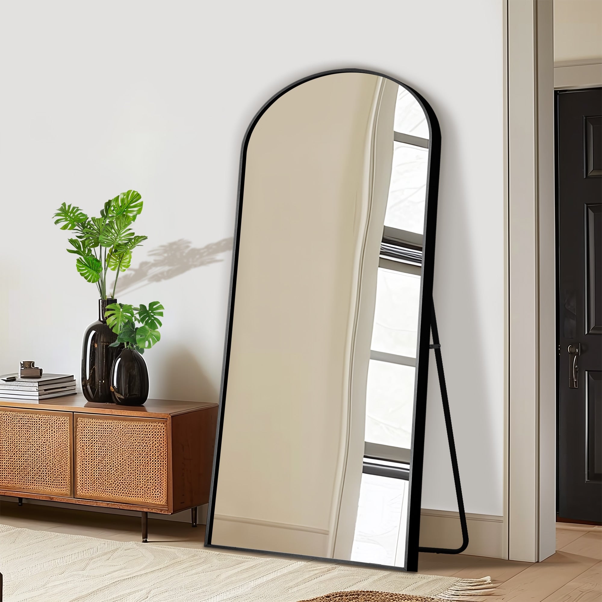 Arched Metal Full-length Standing Floor Mirror