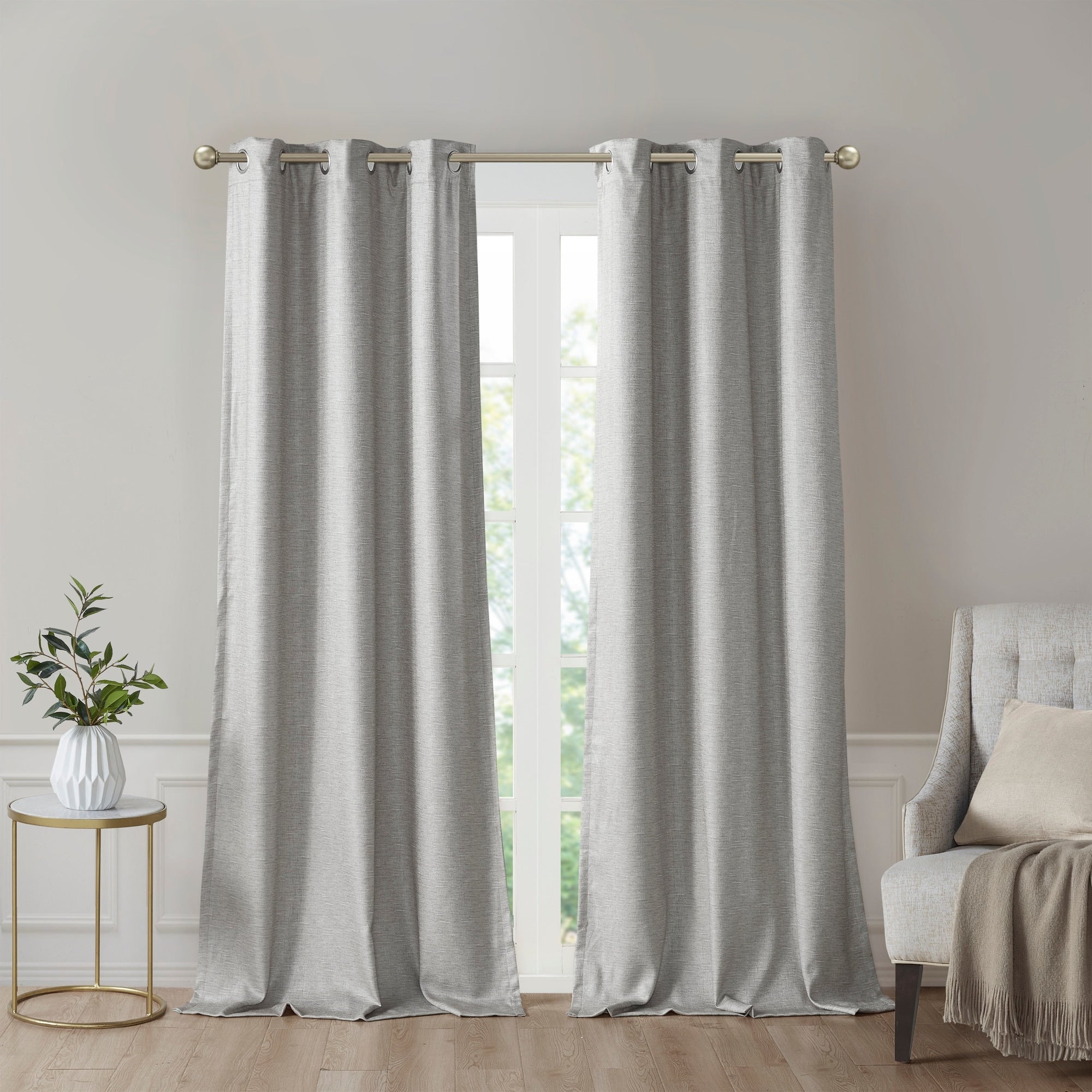 SunSmart Leighton Tonal Printed Faux Silk Total Blackout Curtain Panel Pair