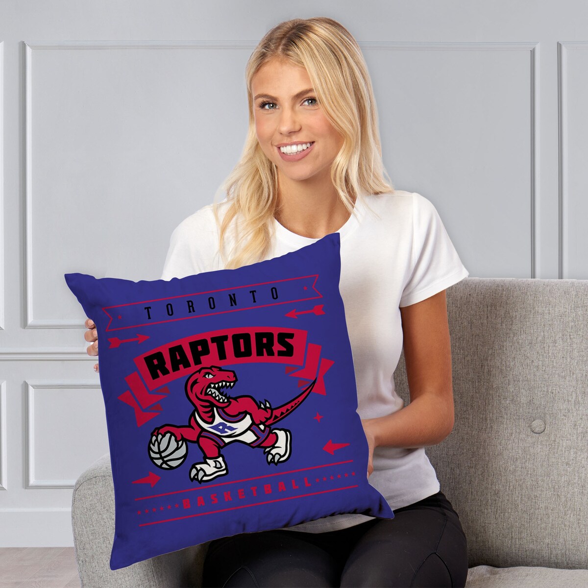 NBA Hardwood Classic Raptors Printed Throw Pillow - Purple