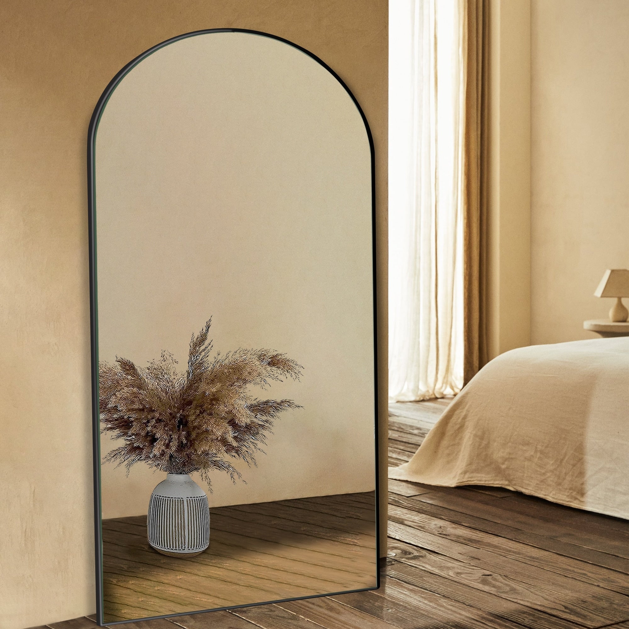 Modern Large Arched Mirror Full Length Floor Mirror with Stand