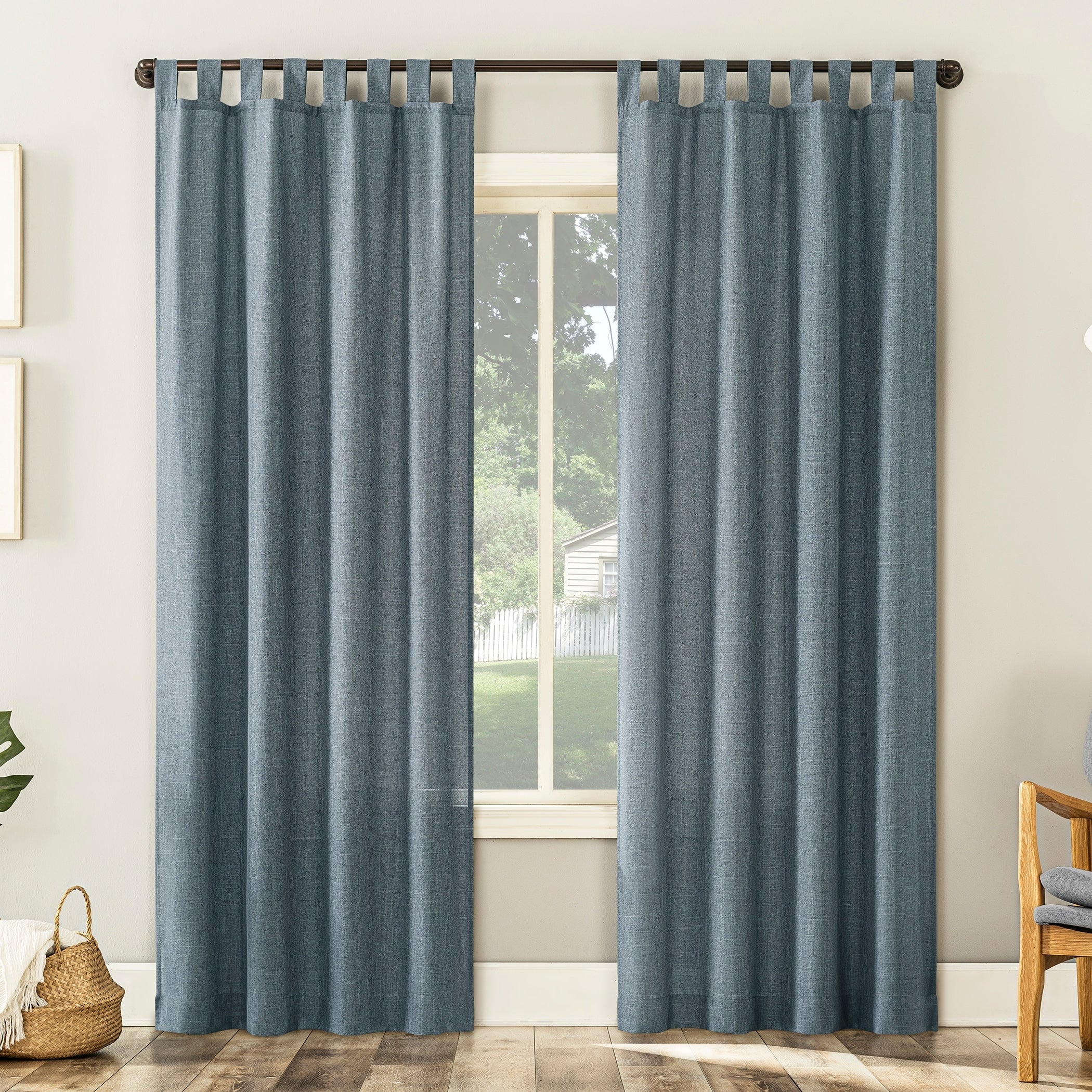 No. 918 Jacob Heathered Texture Semi-Sheer Tab Top Curtain Panel, Single Panel