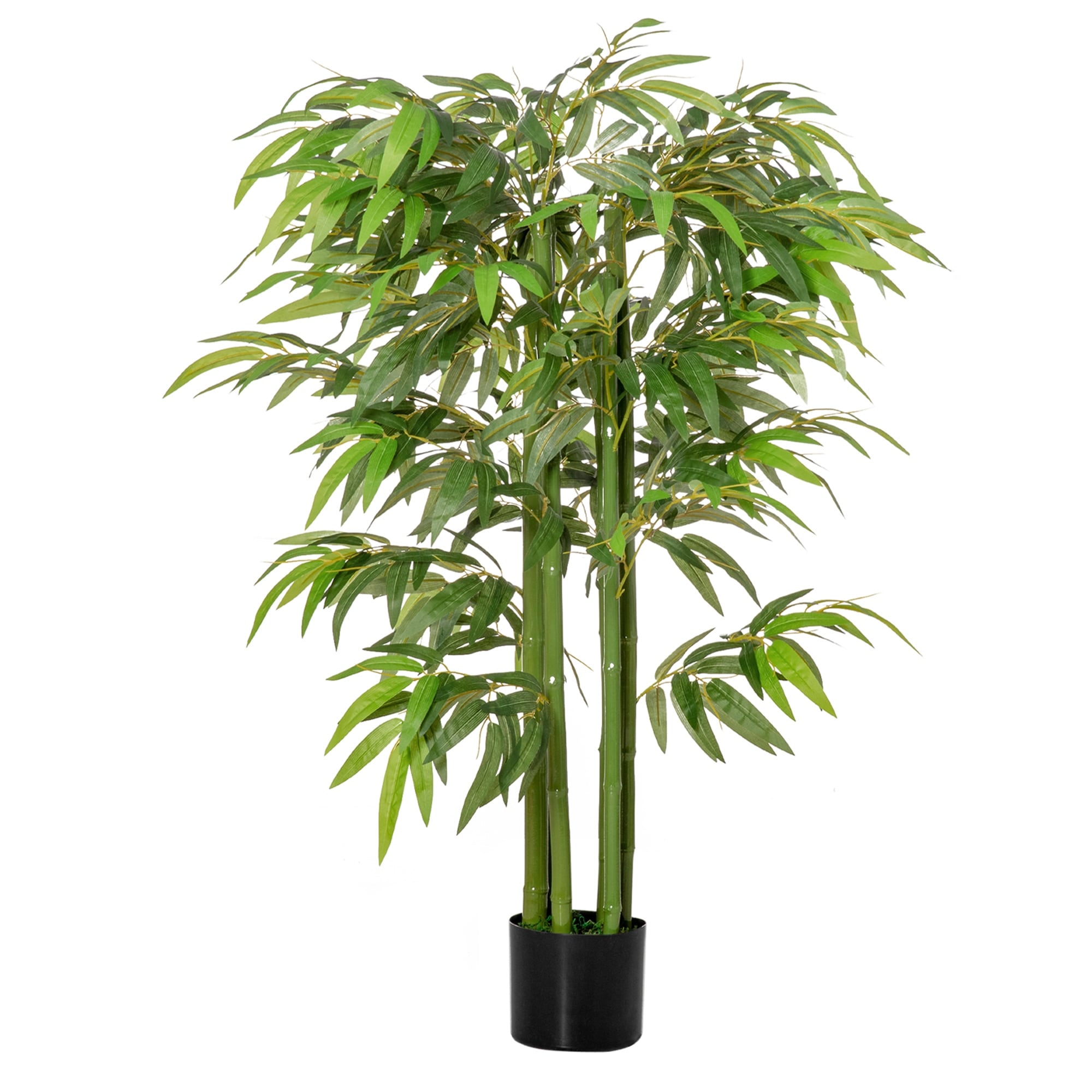 HOMCOM 4.5FT Artificial Bamboo Tree Faux Decorative Plant in Nursery Pot for Indoor Outdoor Décor - 6.75 x 6.75 x 55