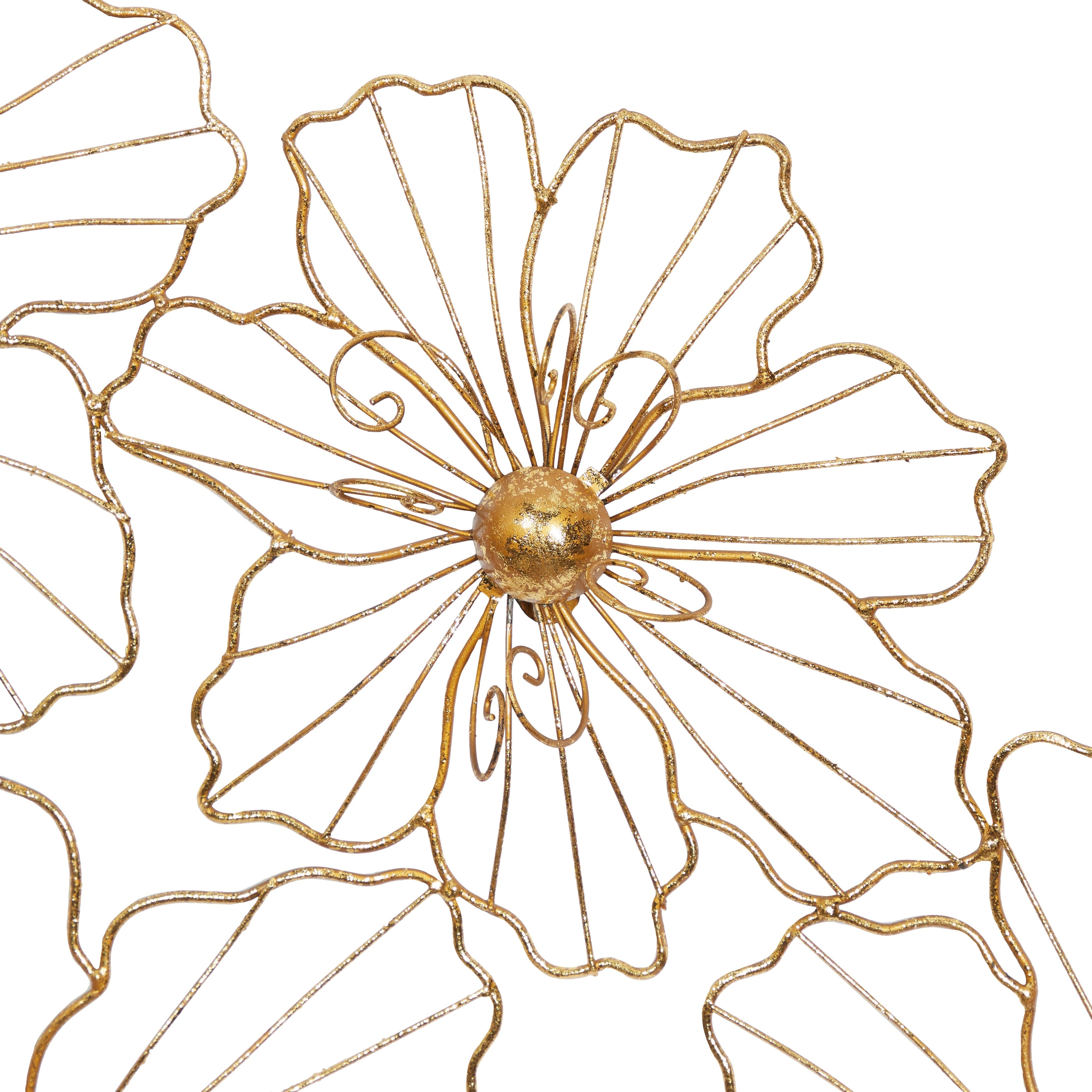 Gold or Black Metal Foiled Wire Floral Wall Decor